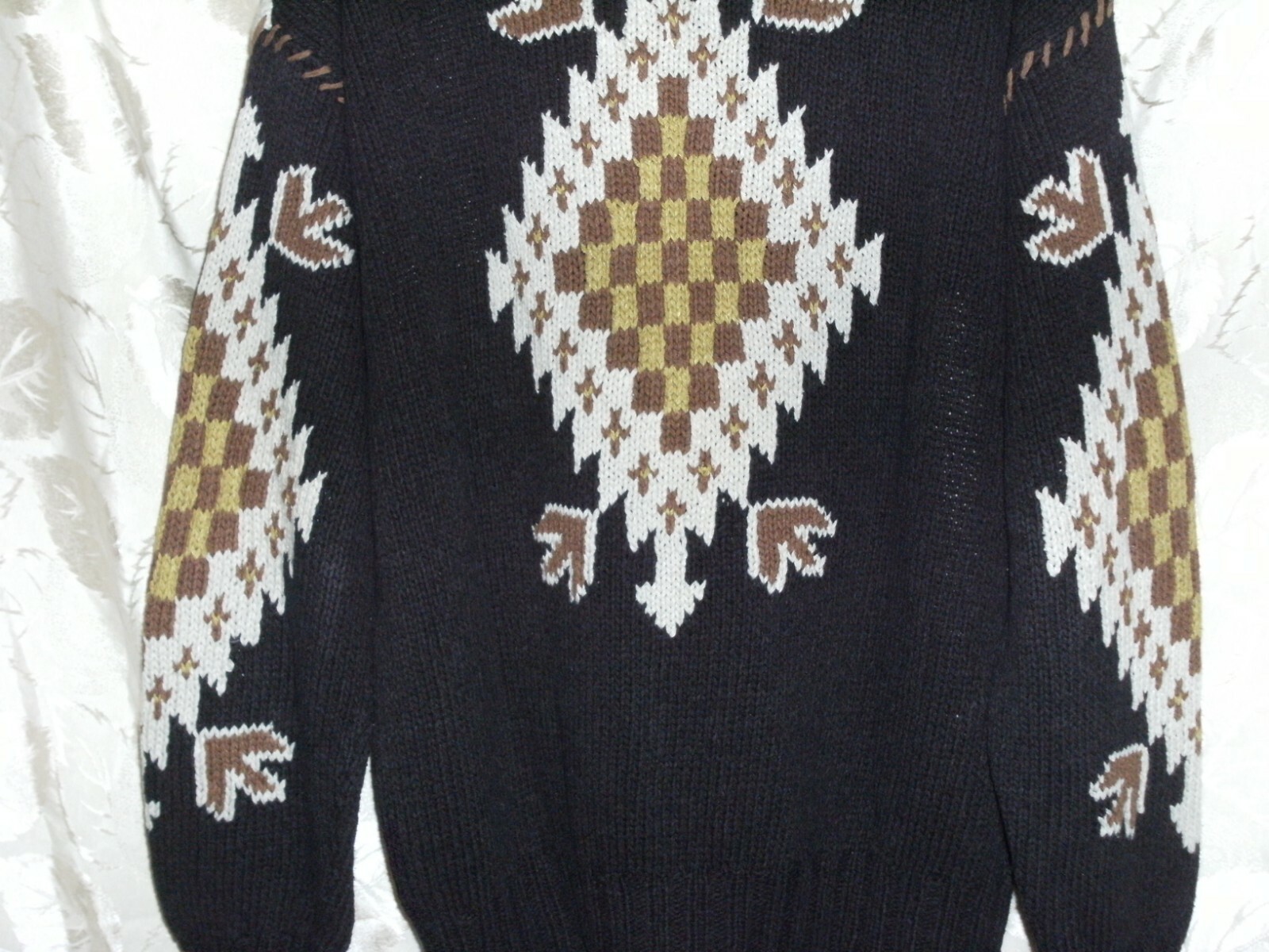 BASCO VINTAGE HAND KNIT SWEATER PULL OVER 58% SILK 42% COTTON BROWN TONES