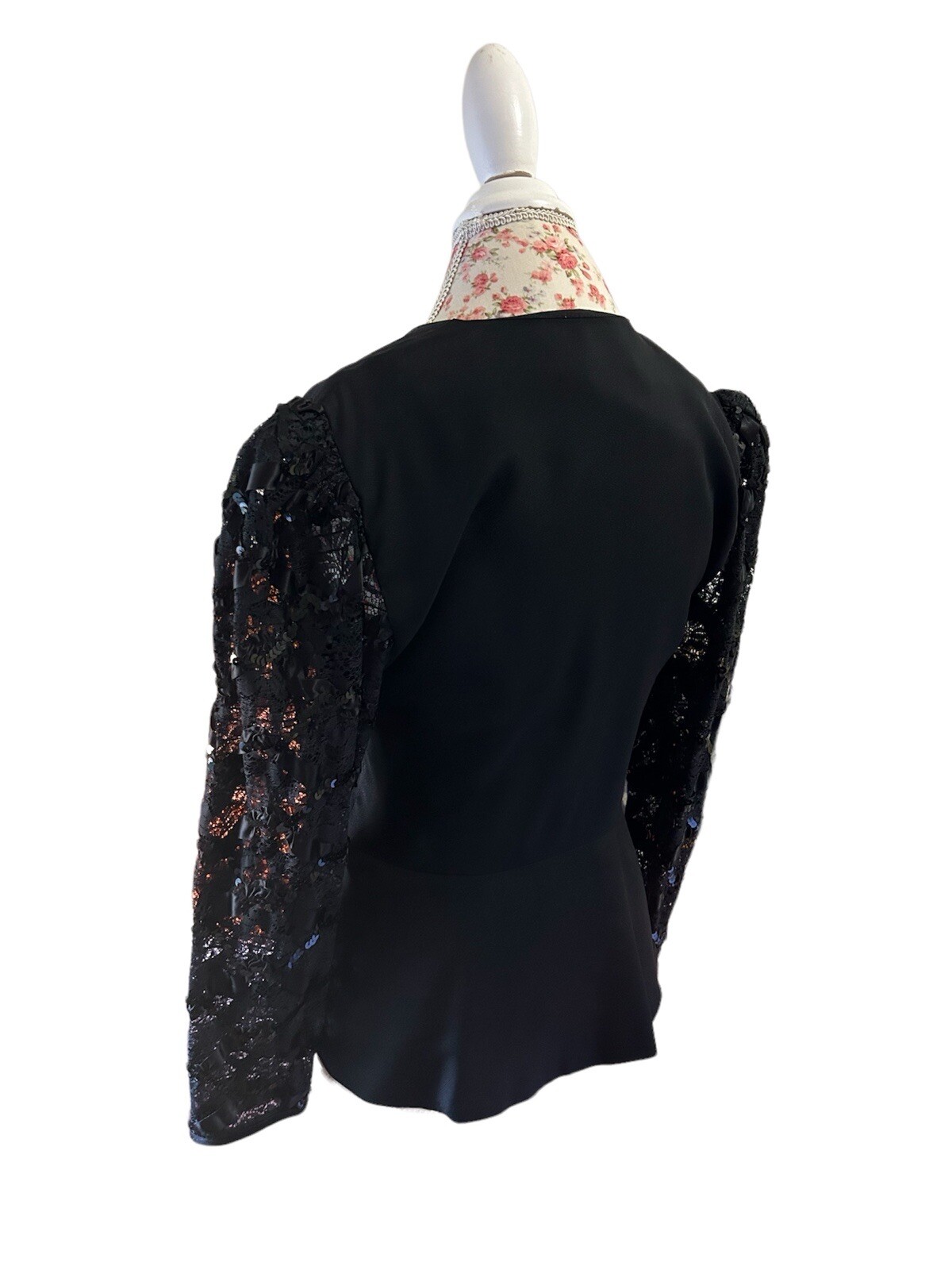 Vintage Justin David New York Black Peplum Jacket Huge Satin Bow 8 Avant Garde