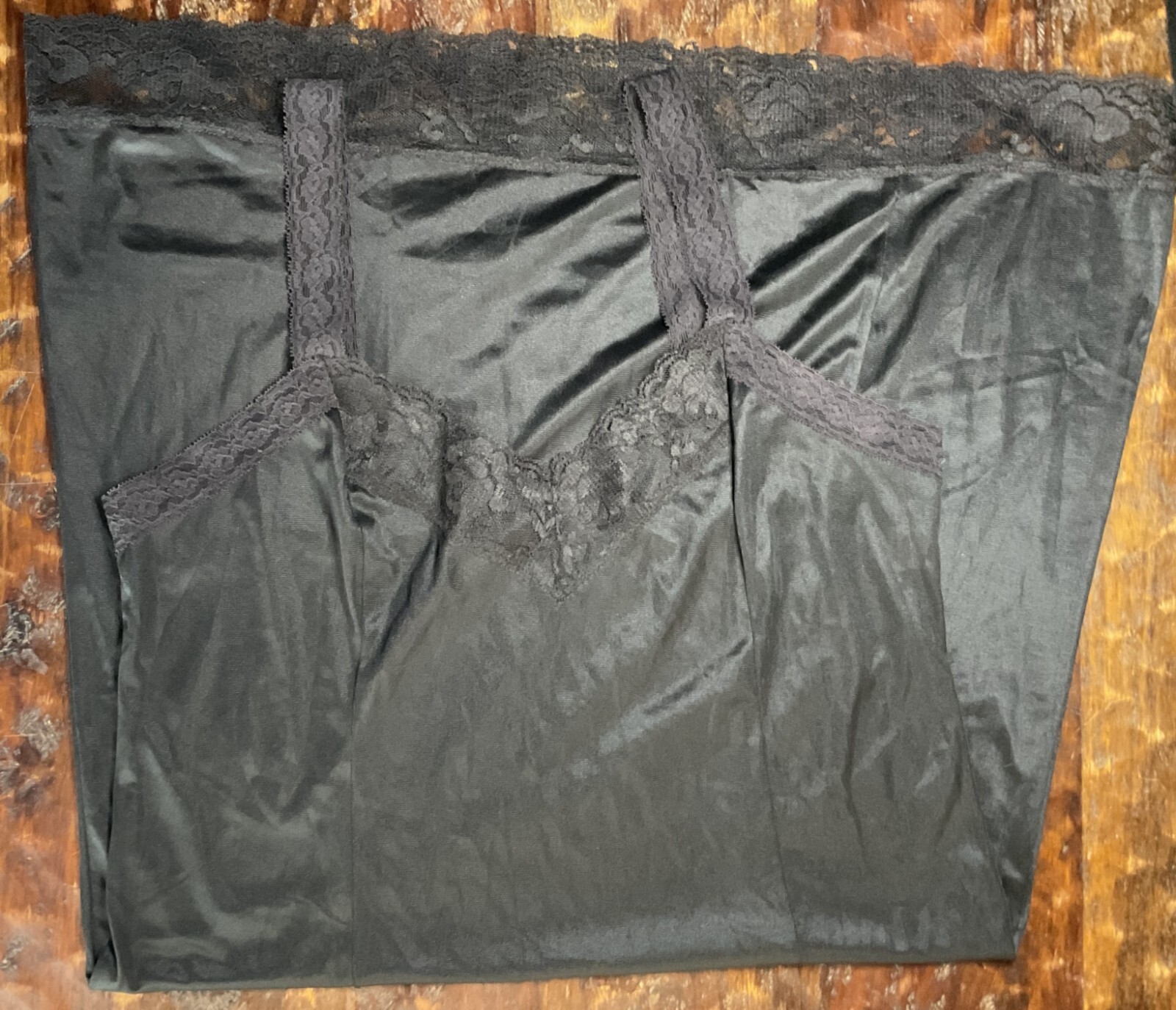 Vintage Ink Black w/Lace Trim Full Slip by First Love Made in the USA Size 38