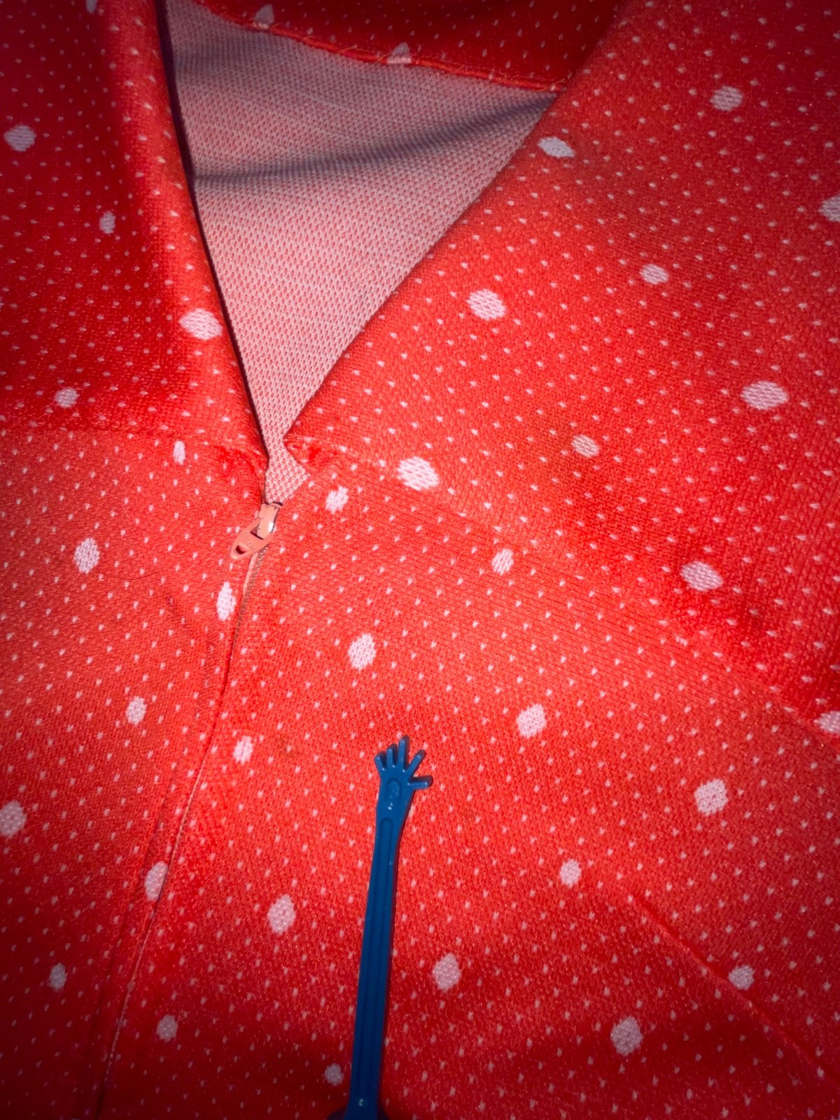 VTG 60S 70S WOMENS M POLYESTER RED POLKA DOT DISCO RETRO MOD ZIP FRONT DRESS