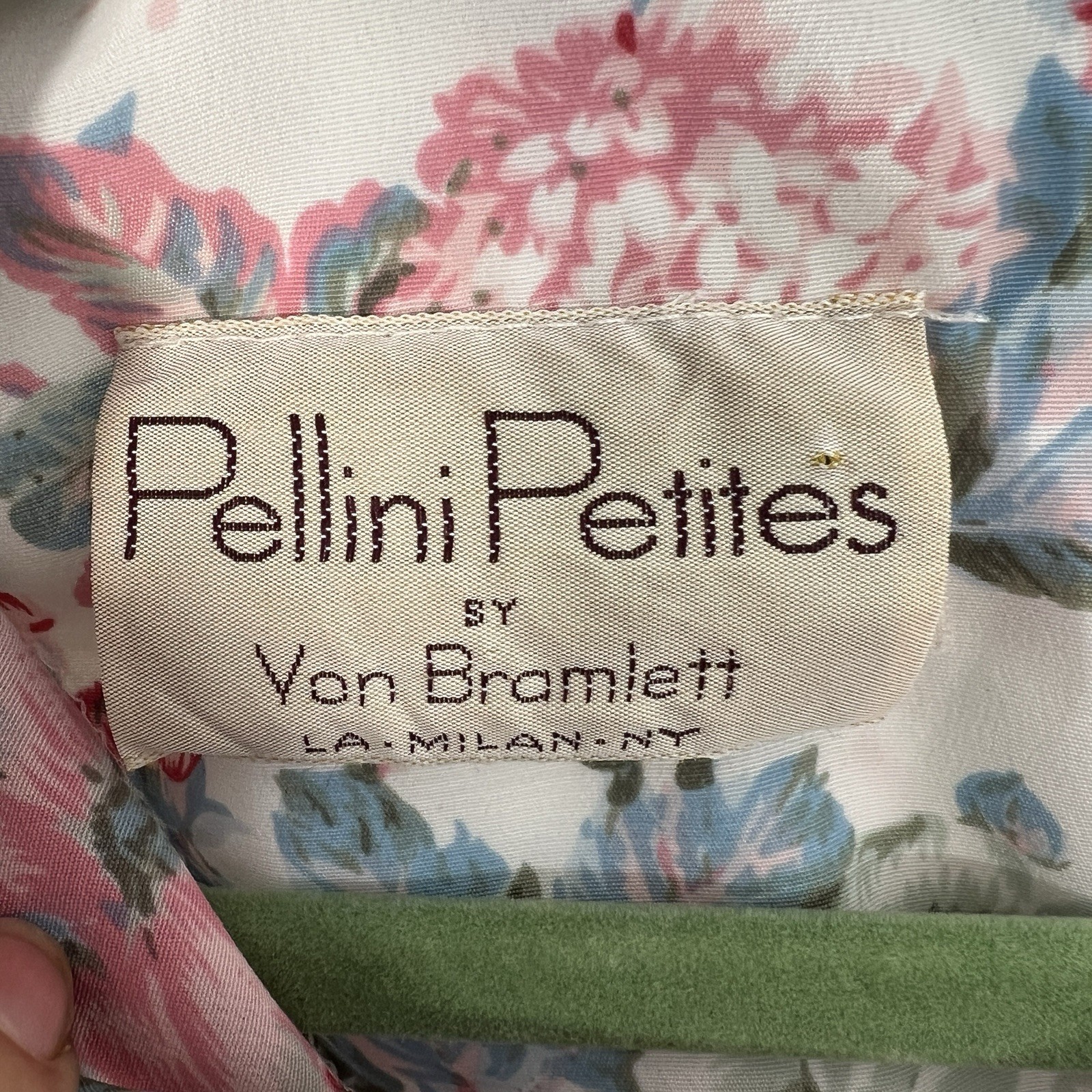Vintage 80s Pellini Petites by Von Bramlett dress Pink floral 7/8P cottage