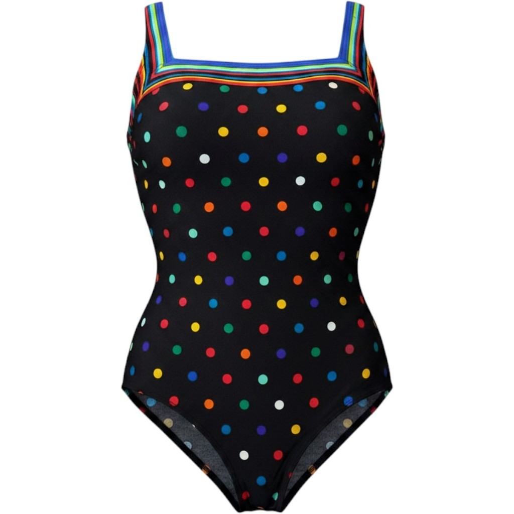 Vintage Gottex Polka Dot Rainbow One Piece Swimsuit Size 1