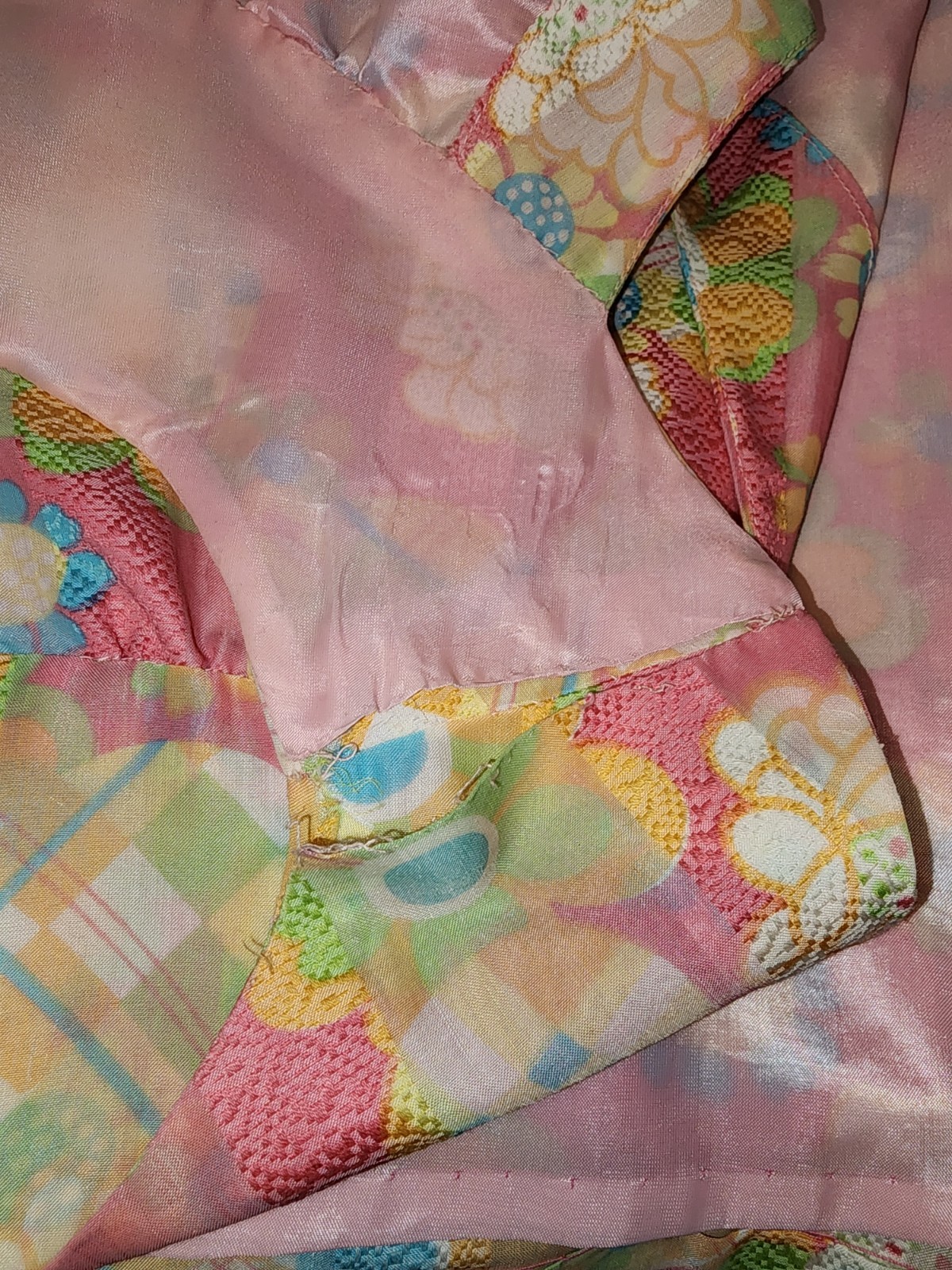Vtg 1960’s Handmade Bright Groovy Color Floral Dress Pink Floral Flowered Hippie