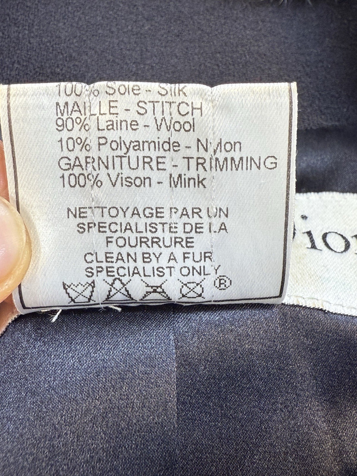 Christian Dior Boutique 1999 Mink Fur Collar Wool Silk Jacket FR36 US4 #4