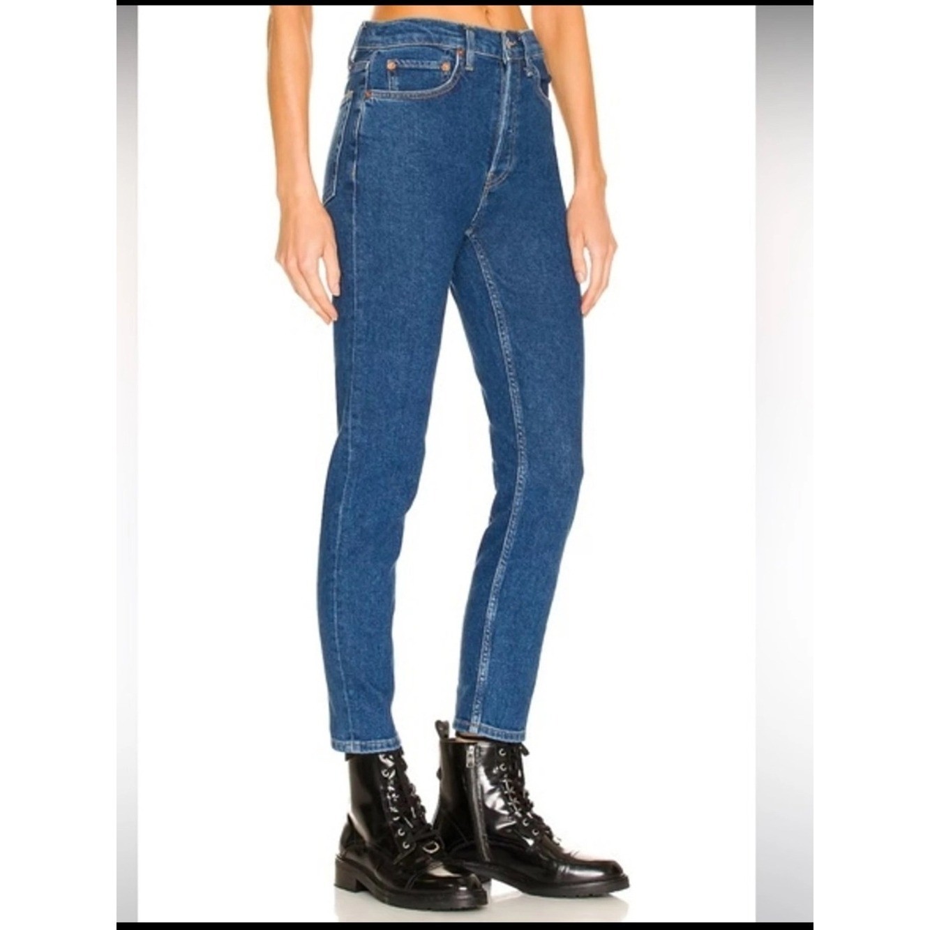 NWT Re/Done 90s High Rise Ankle Crop Denim Jeans Western Rinse Size 24