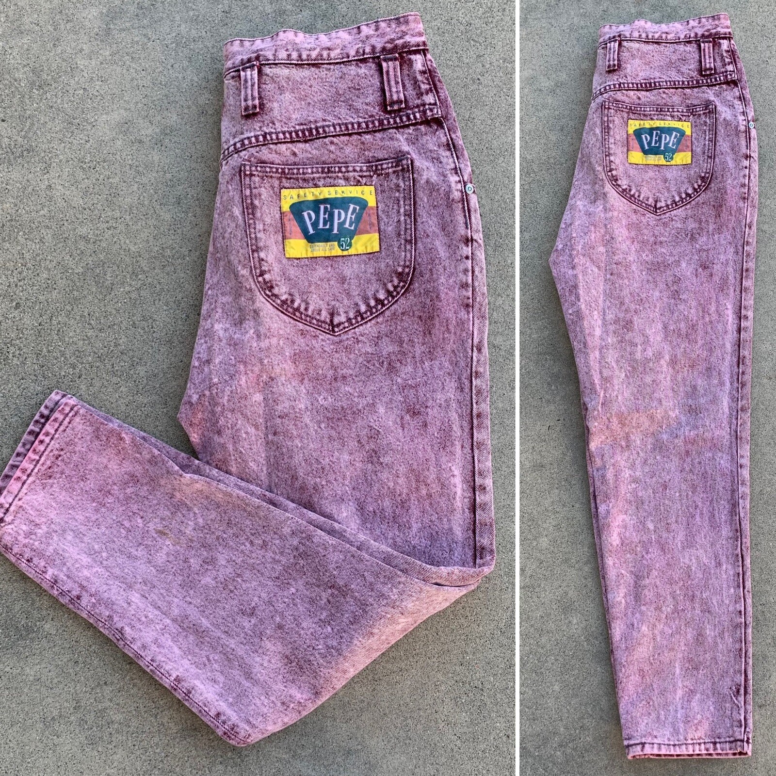 vintage Pepe Jeans acid wash high A waist tapered leg size 12/30 35 waist