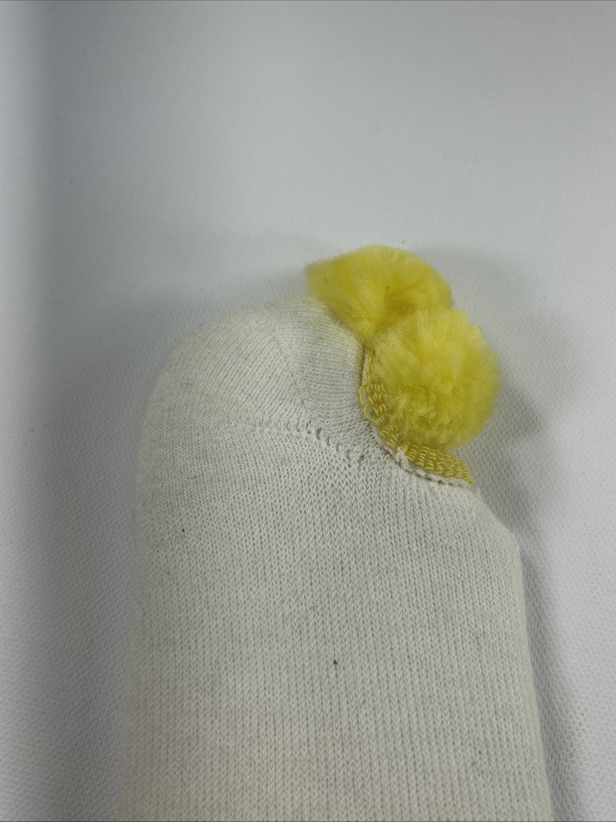 VTG Misses Socks Yellow Pom Pom Sport Ankle Acrylic Blend Size 9-11 USA Made.