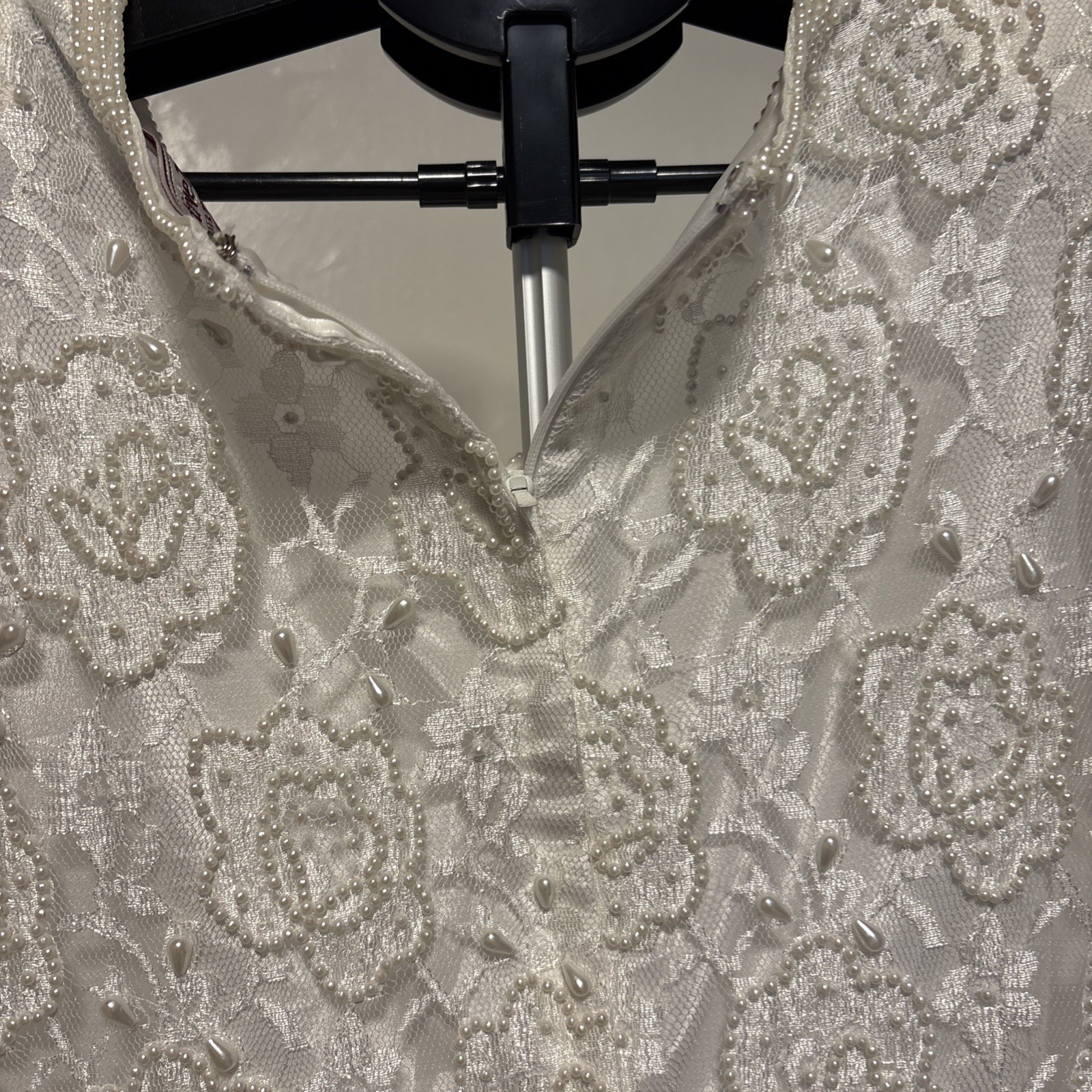 VINTAGE Creative Touch Sequined & Beaded Ivory Women’s Top – L