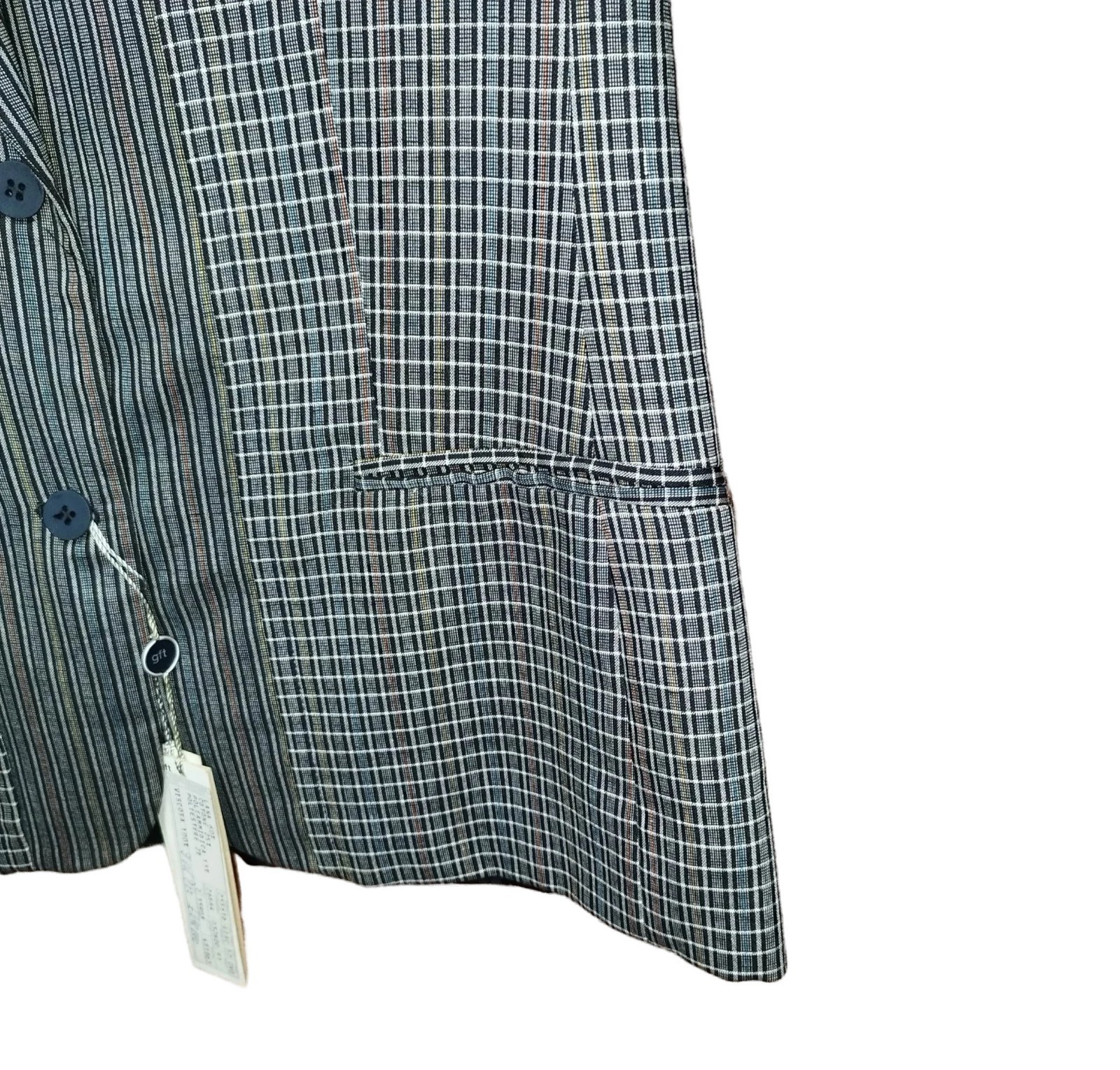 Cori® Vintage 1980s Geometric Pattern Stripes and Checkered Jacket + Skirt Set