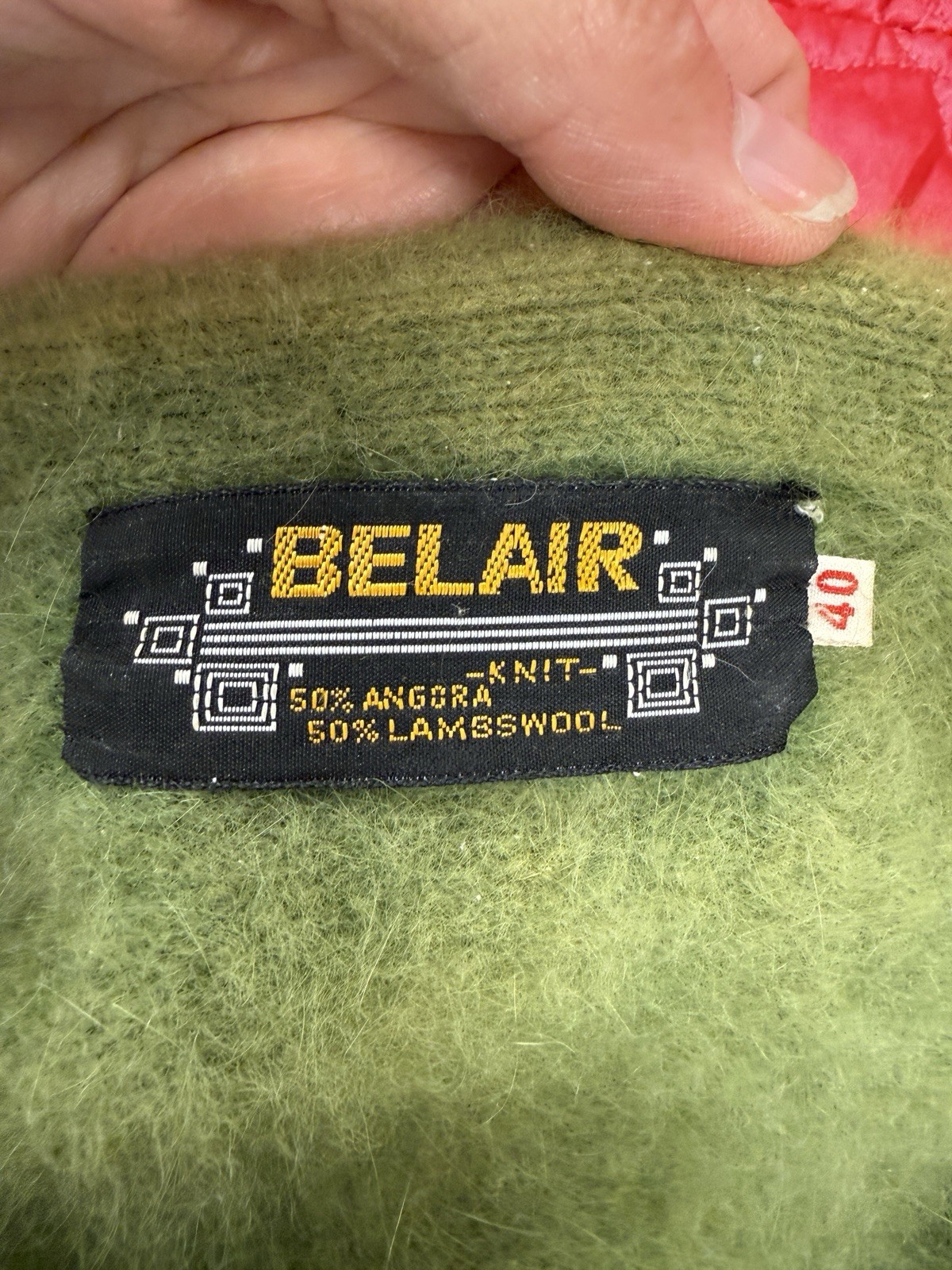 Vintage 1950’s angora lambswool Belair kelly green cardigan sweater med size 40