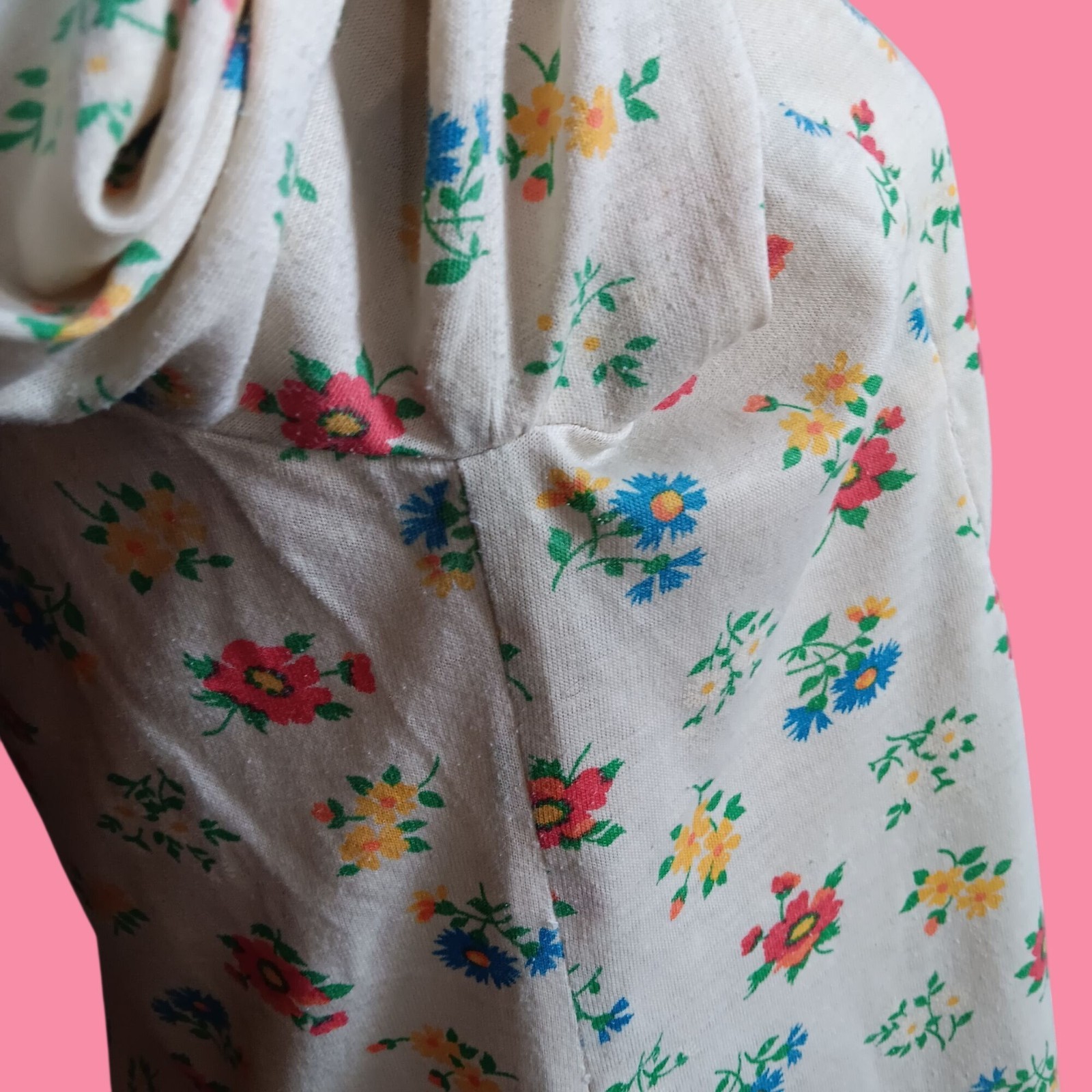 Womens Medium Vtg 70’s Peasant Top Blouse Floral Button-Down Hippie Groovy Mom