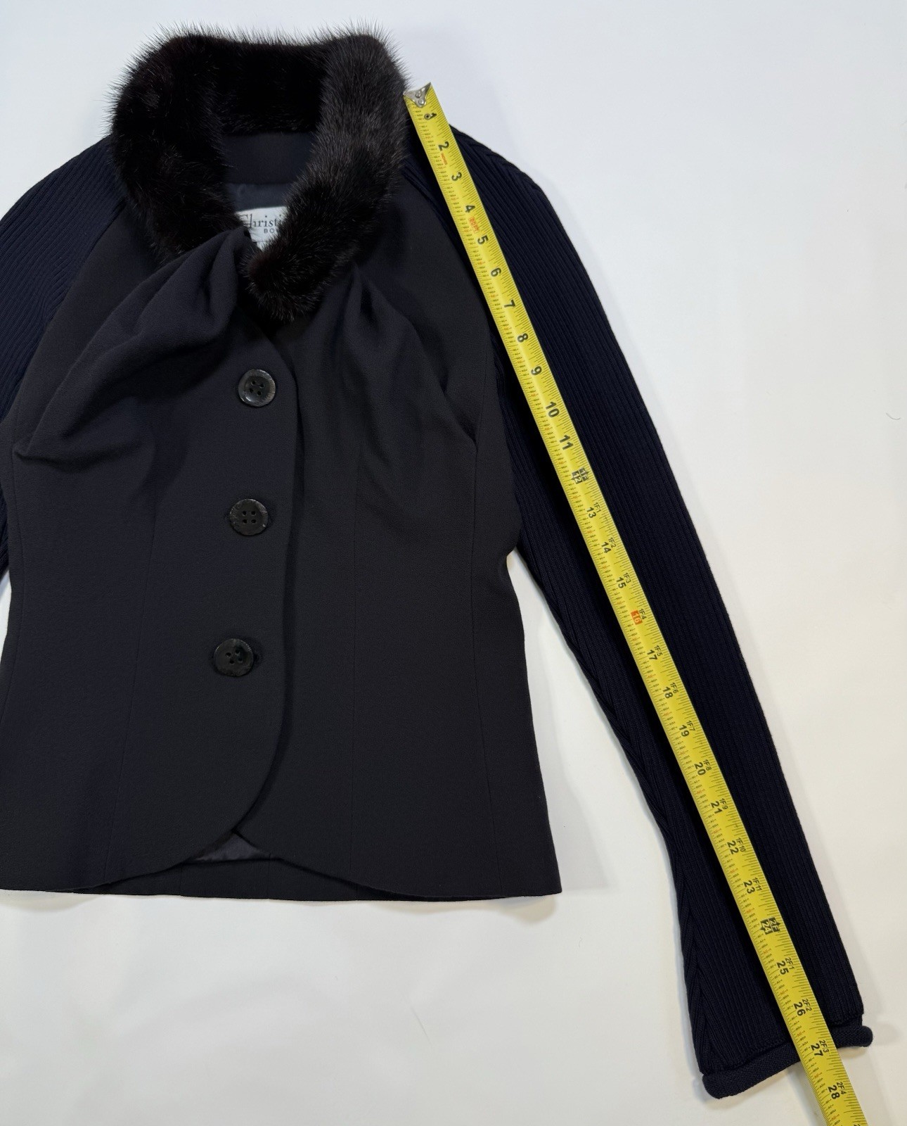 Christian Dior Boutique 1999 Mink Fur Collar Wool Silk Jacket FR36 US4 #4