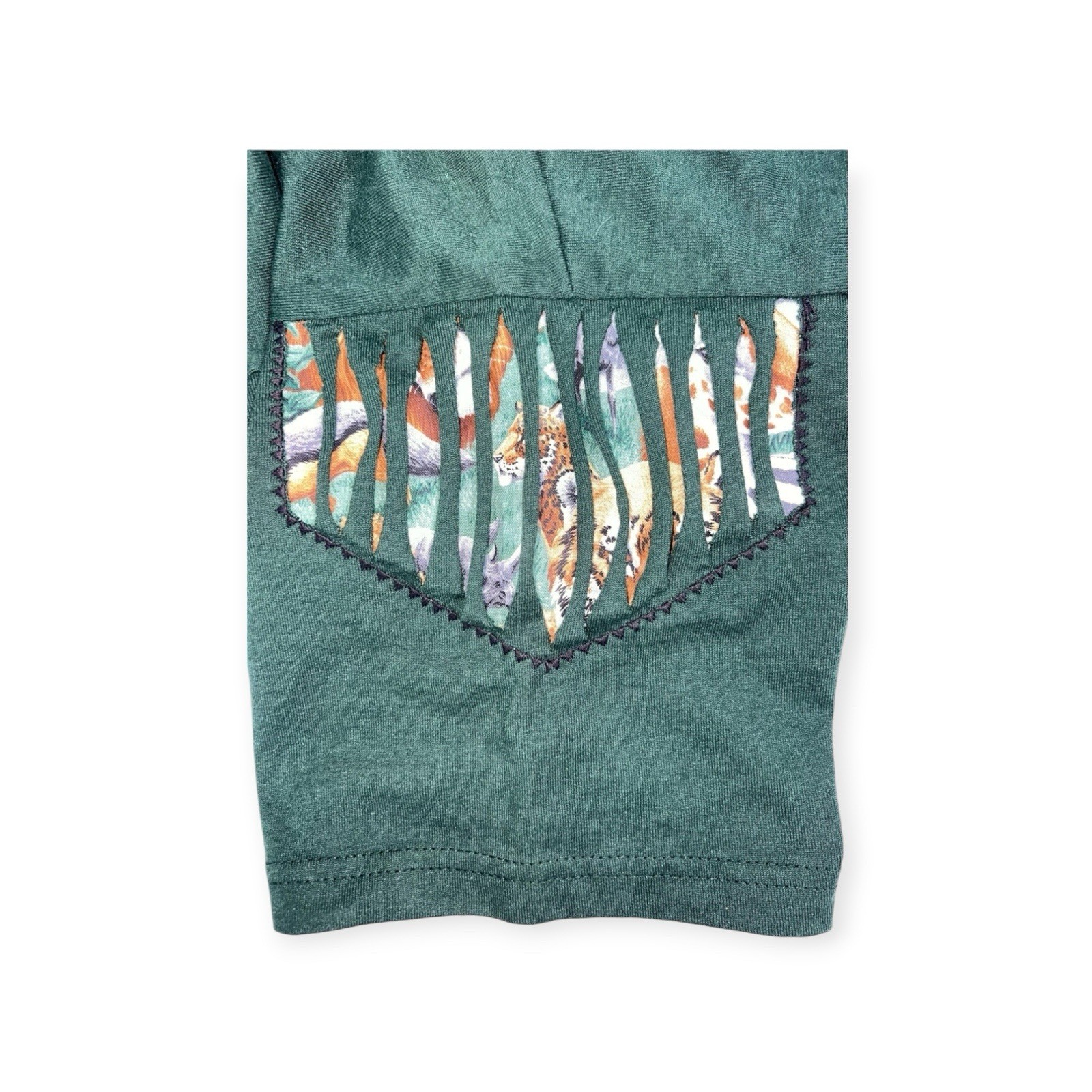 VINTAGE NEW WAVE TIGER WILD CAT PATCH T-SHIRT JUNGLE TIKI PUNK ROCK MAXIMALIST