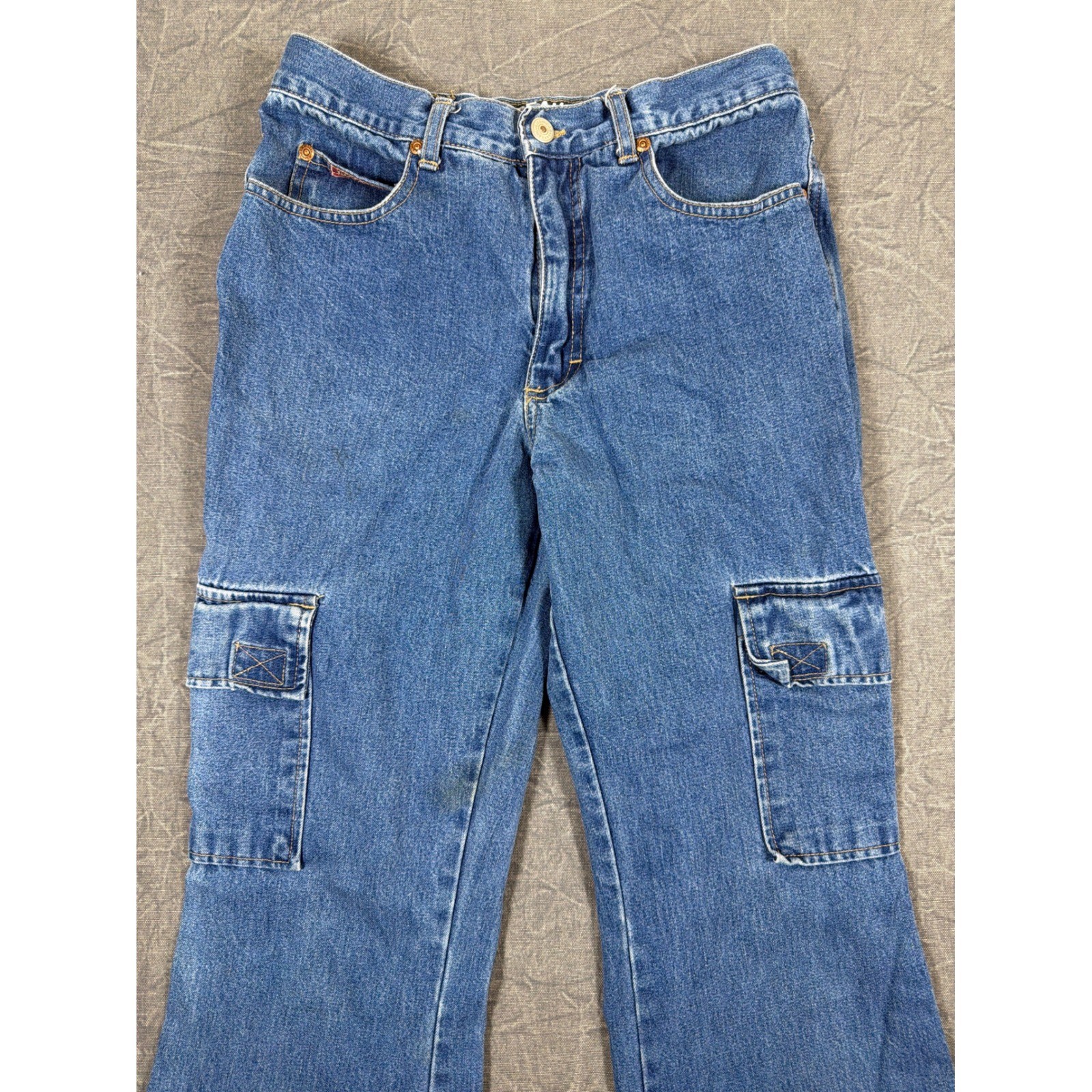 Vintage Breaker Jeans Womens 5/6 Medium Wash High Rise Cargo Flare Wide Leg 90s