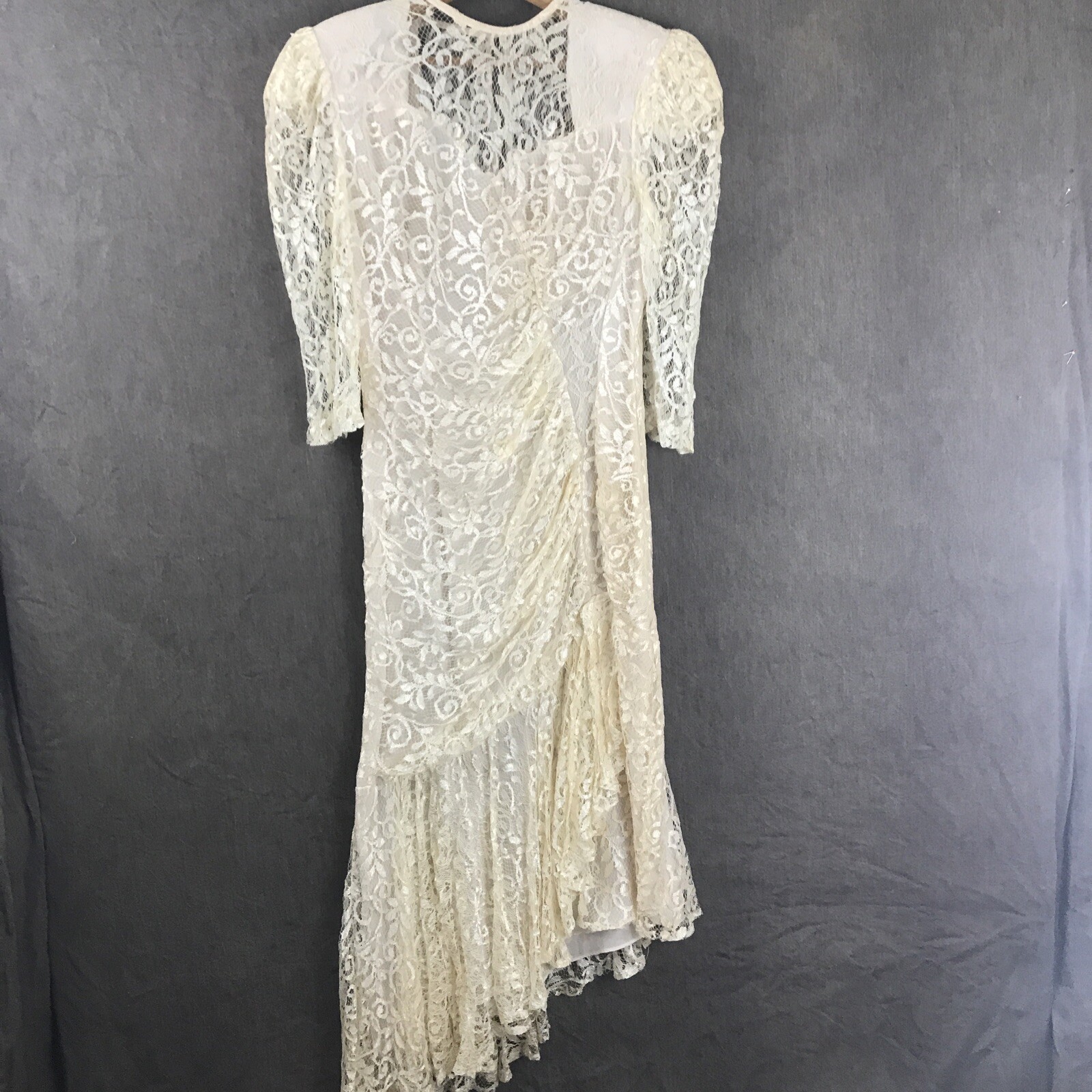VTG Ala Carte California 80s Cream Color Lace Party Prom Wedding Dress Size 7/8