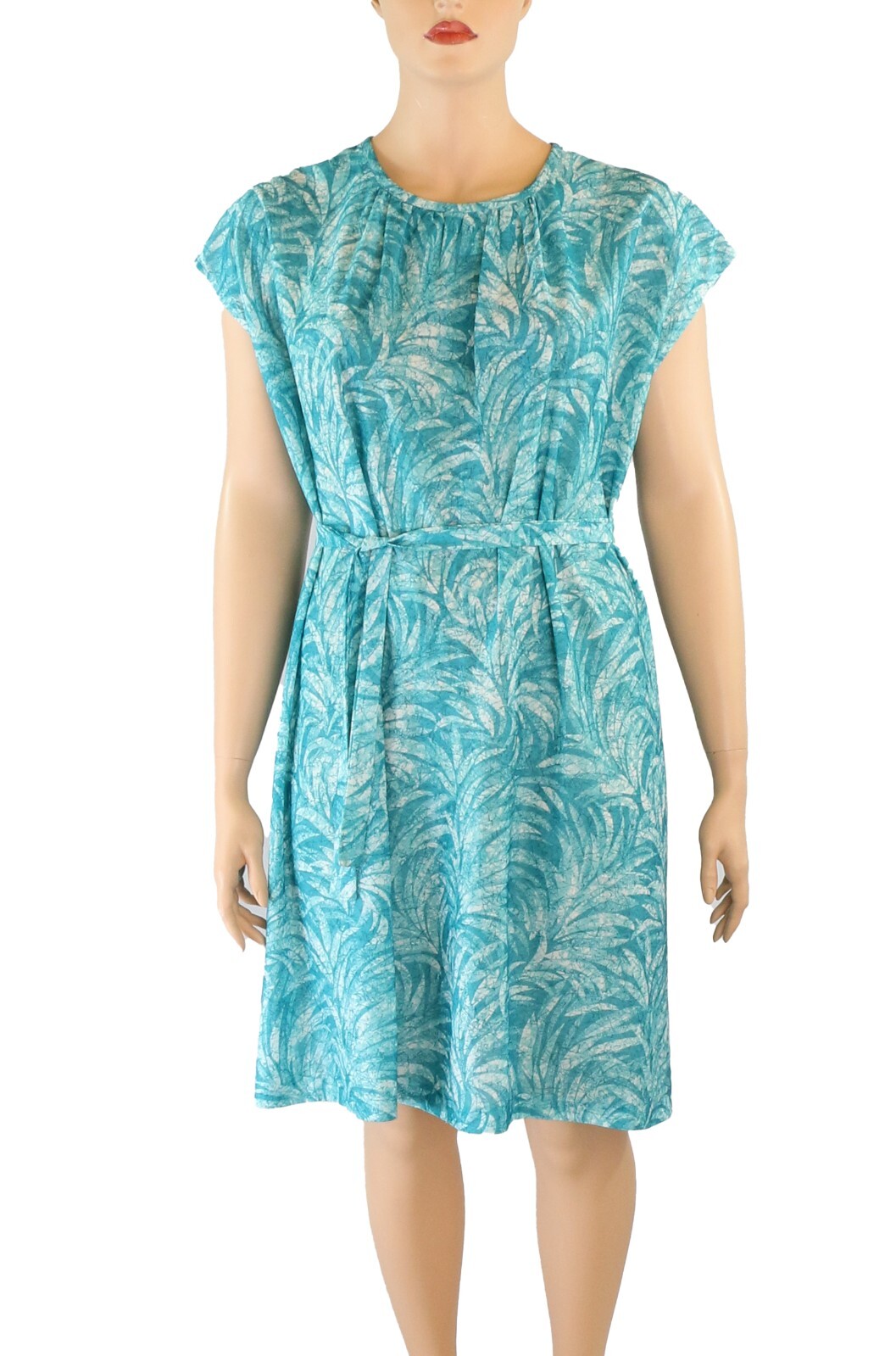CB New York Vintage 60s 70s Blue Print Belted Shift Day Dress sz 20