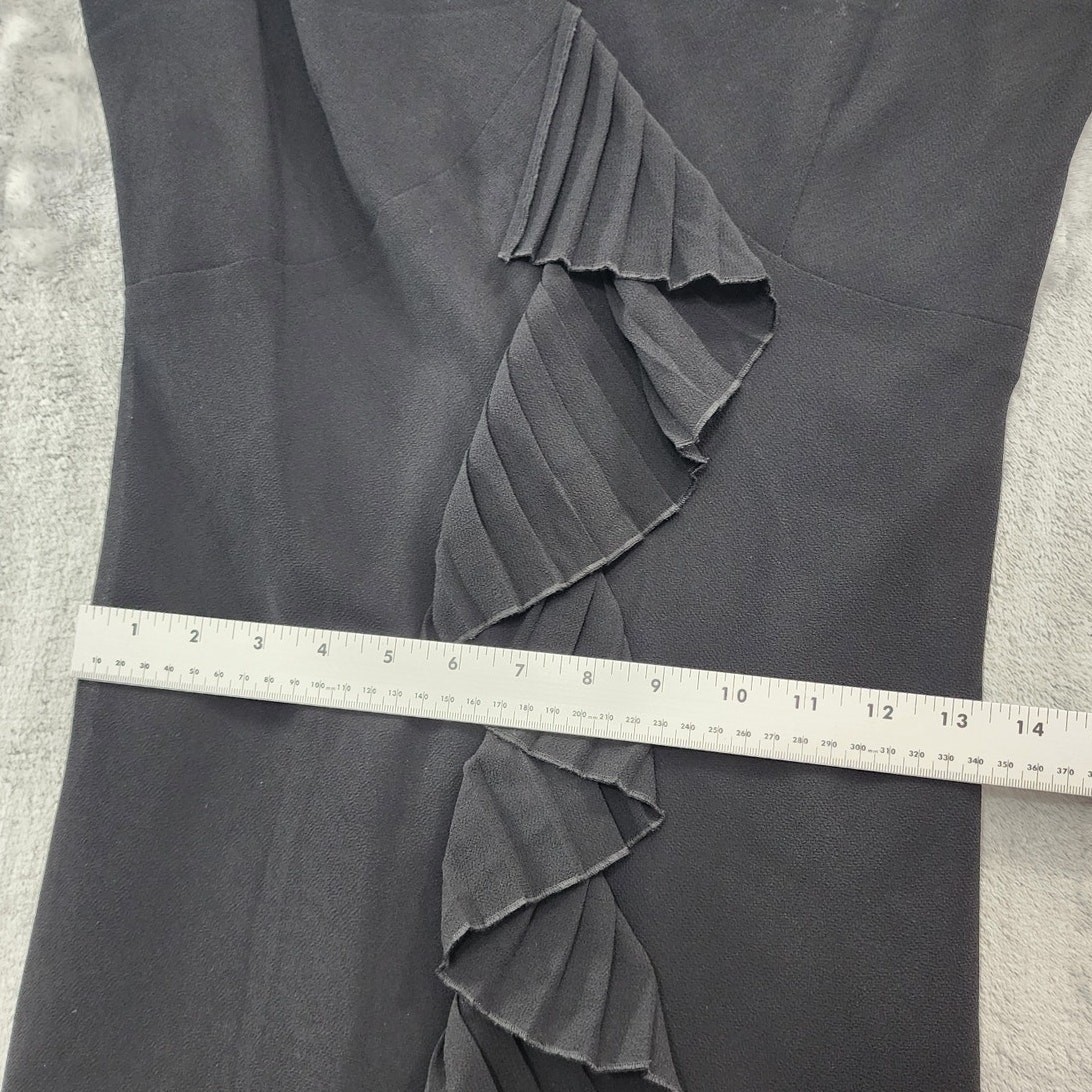Vintage Citi Clothing Dress Womens S Black Sleeveless V-Neck Pleated Ruffled