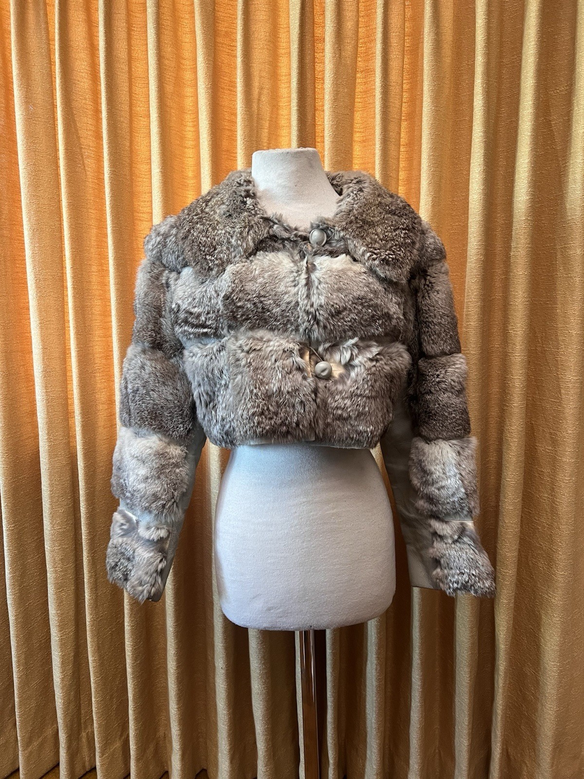 Vintage 1970s Cropped Genuine Rabbit Fur Coat