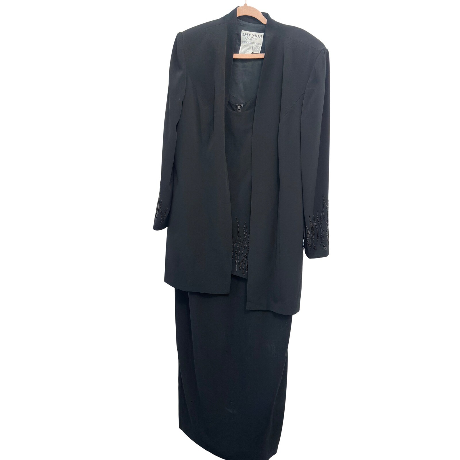 Daymor Couture NWT Black Evening Dress Jacket Set Soutache Embroidered Sz 16