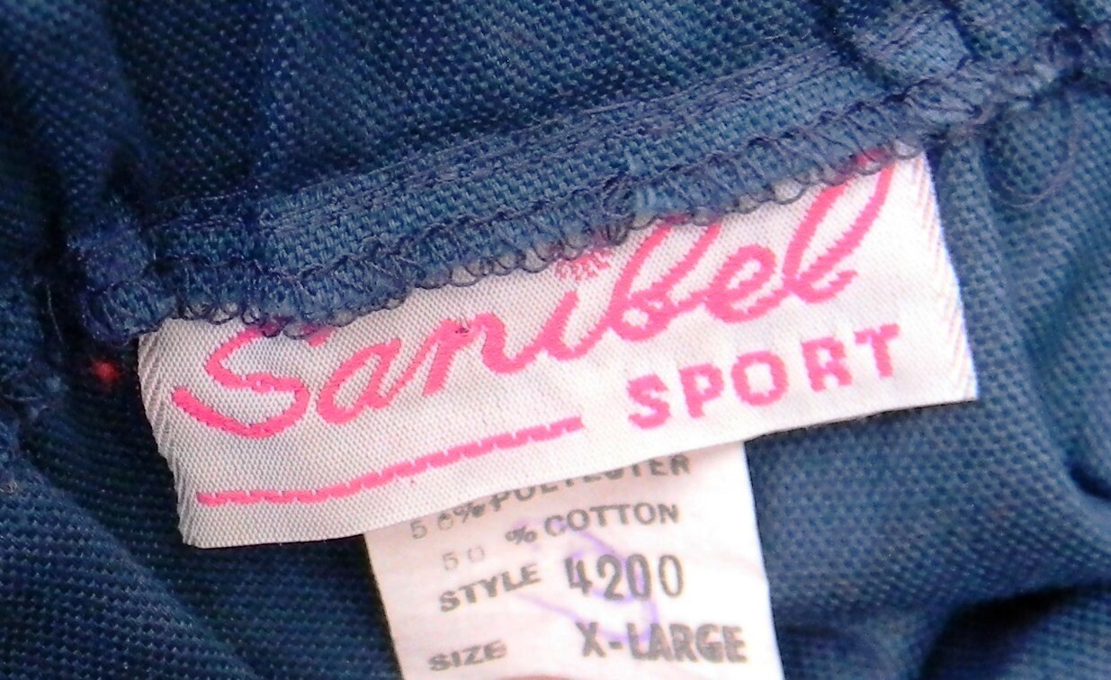 Vintage Sanibel Sport Navy Blue Red Tulip Embroidered Elastic A-line Skirt Sz XL