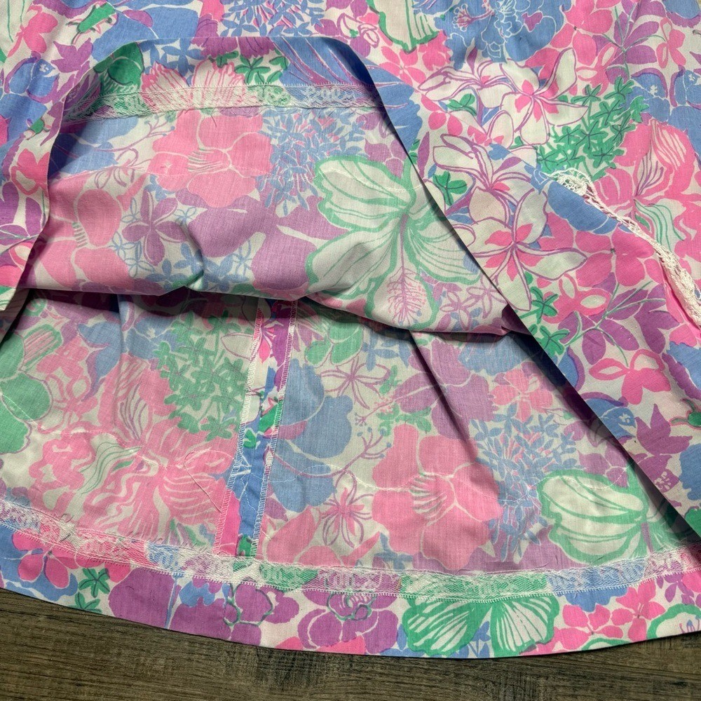 Vintage Lilly Pulitzer Pink Green A-Line Midi Skirt Resort Wear Women’s Small