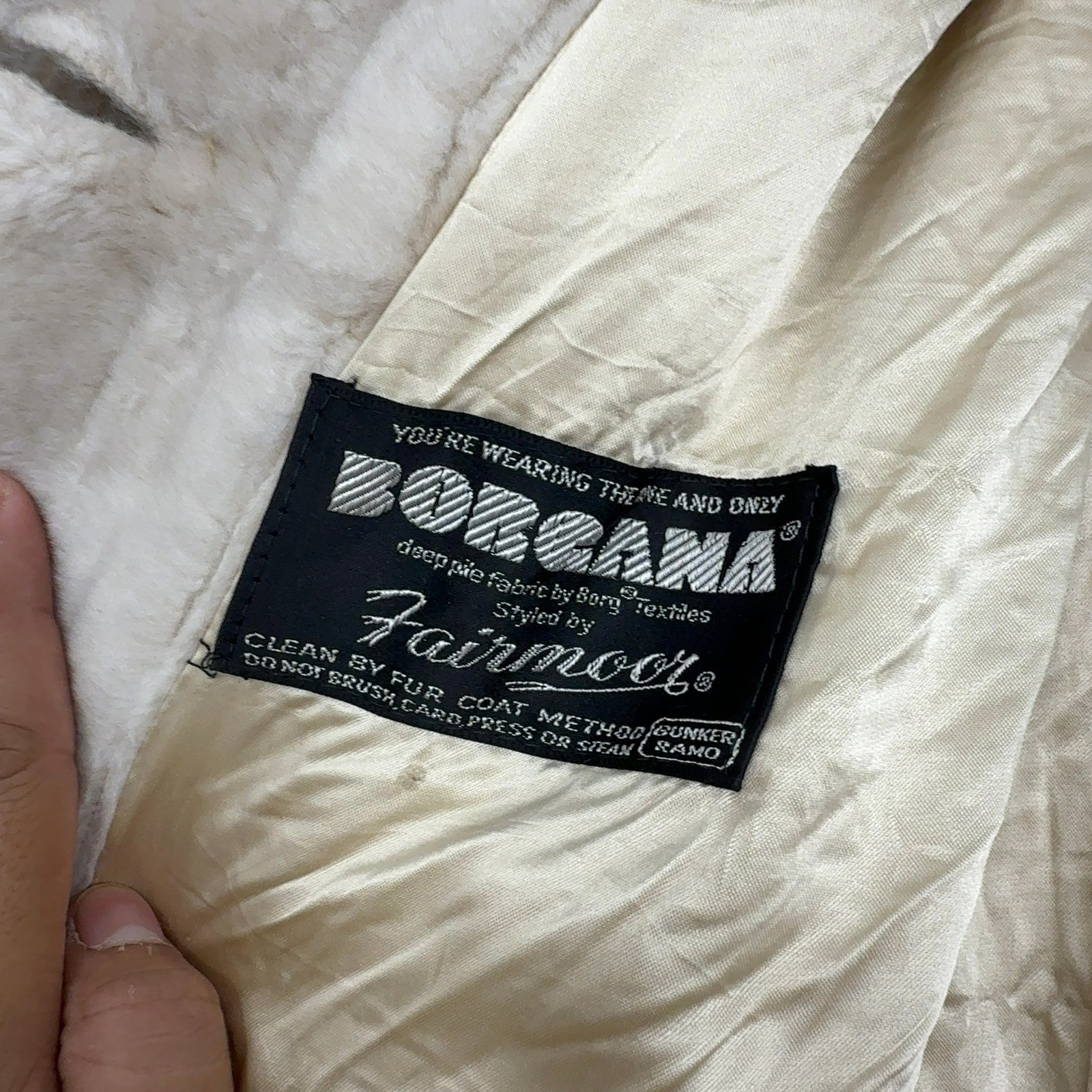 Vintage Fairmoor Borgana Faux Fur Coat Women M Cream Deep Pile Glam Winter Style