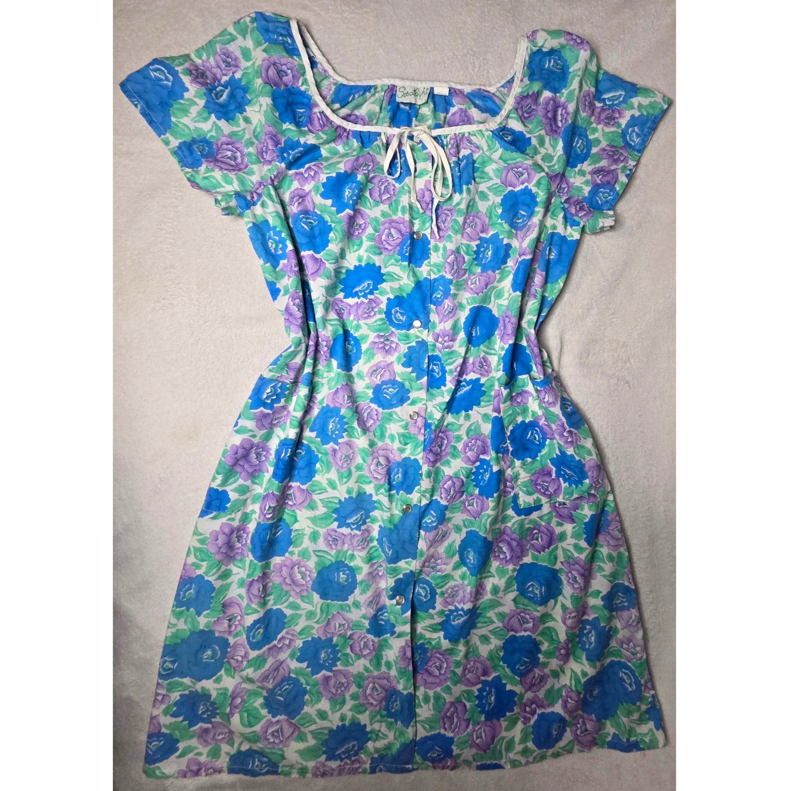 Vintage Spotlight Floral Lounger Dress 🪻 Cottagecore Snap Duster Size Medium