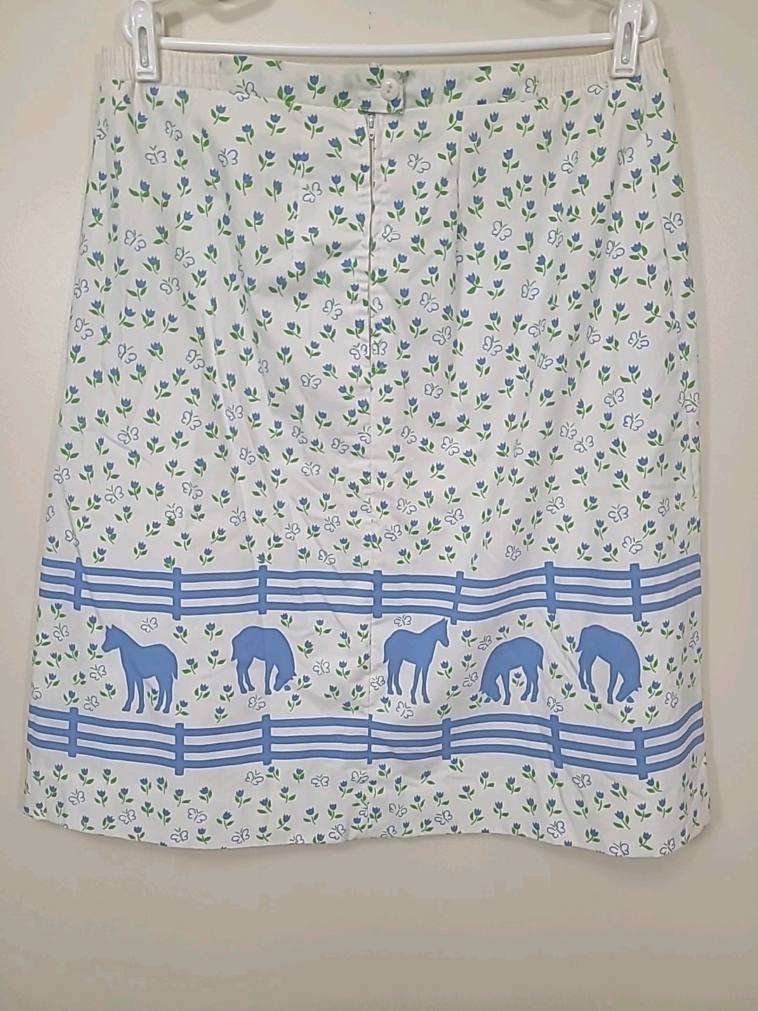 Vintage 60s 70s The Vested Gentress Skirt 36″ Waist Kentucky Derby Floral Horses