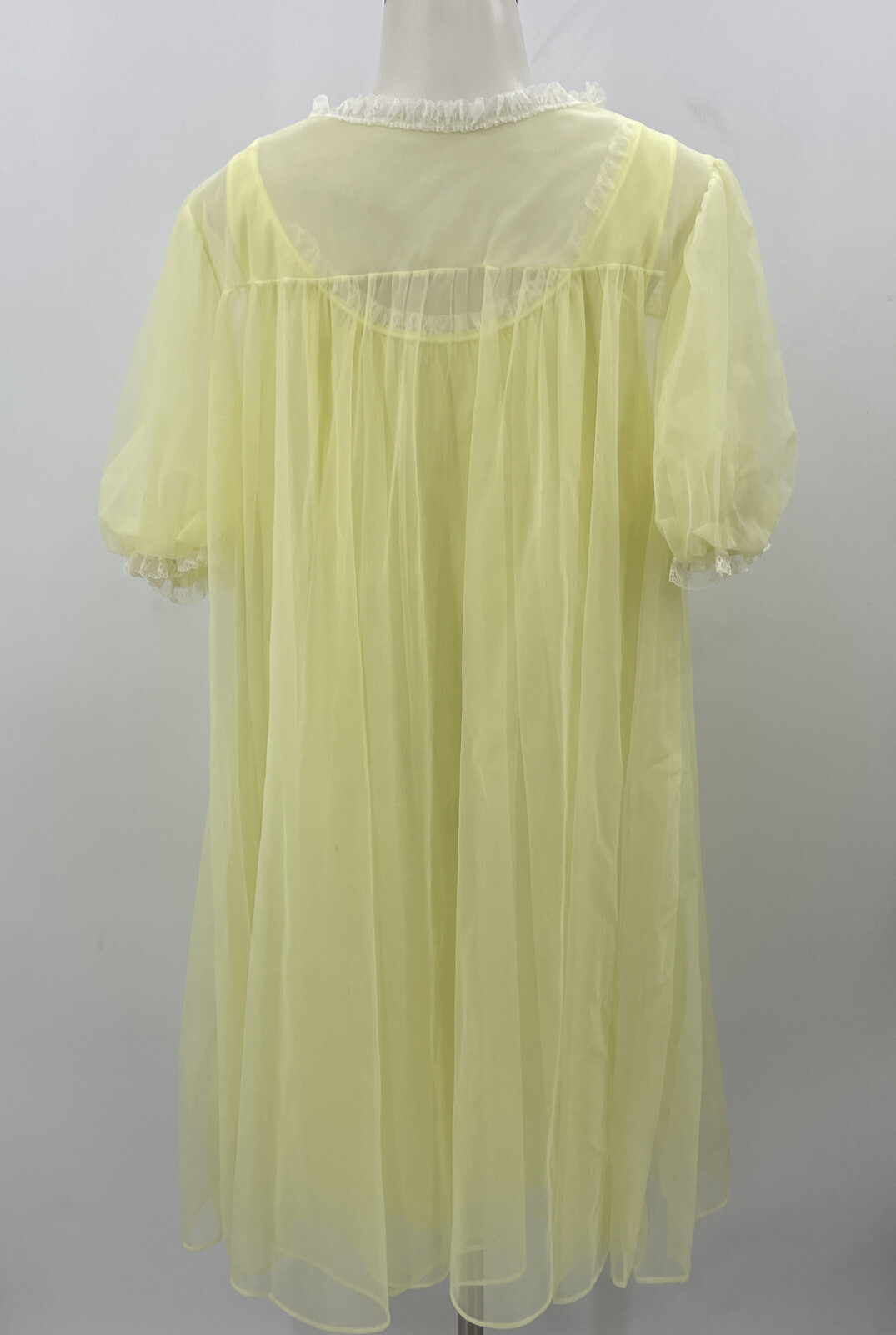 VTG Lisette Al Sterling Yellow Sheer Chiffon Nightgown and Robe Peignoir S