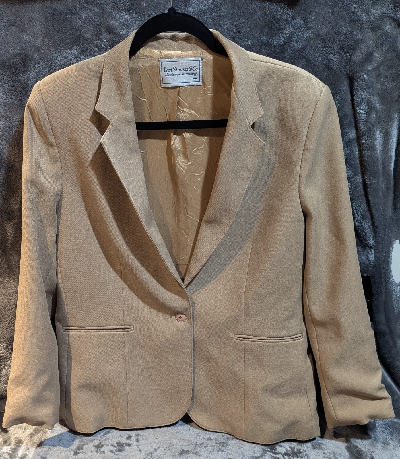 Vintage, Levi Strauss & Co. Womens Size 16, Tan,Single Button Blazer Classic Fit