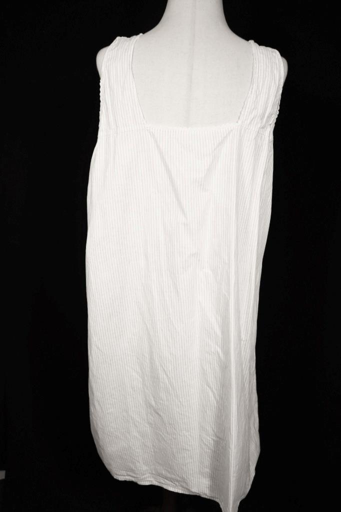 Antique 1920’s French Gray/White Cotton Slip/Night Gown Size Large Exc Cond