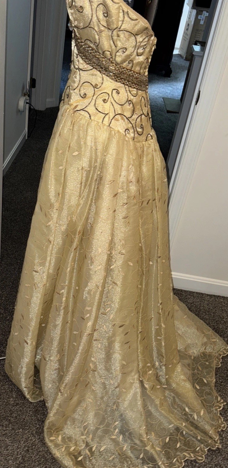 VTG NWT $5K MICHAEL CASEY COUTURE NEIMAN MARCUS GOLD STRAPLESS GOWN DRESS 10