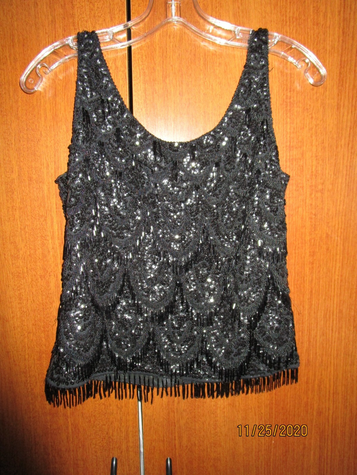 Vintage Beaded Evening Sleeveless Top Tank Sz Small Bust 37 Length 19.5 in