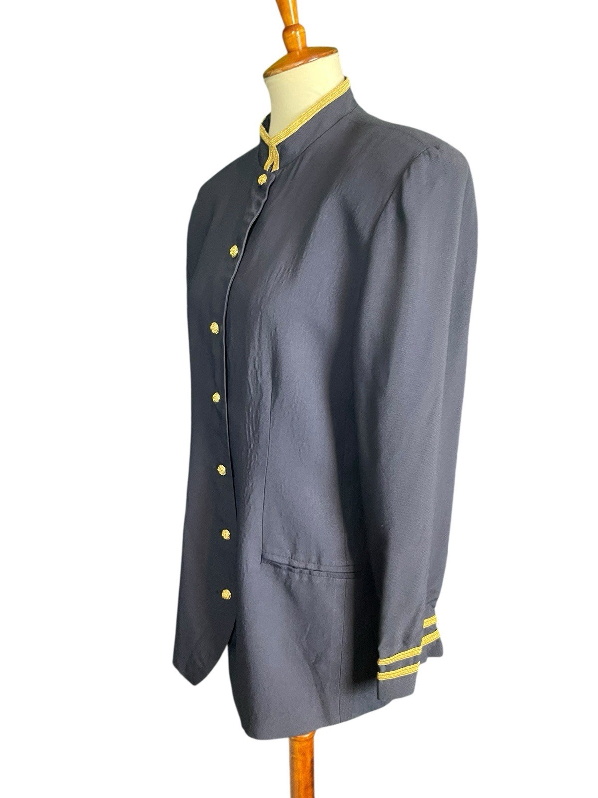 Vintage Et Al By Ronnie Rosado Blue Military Style Blouse Size 12 80s 90s Style