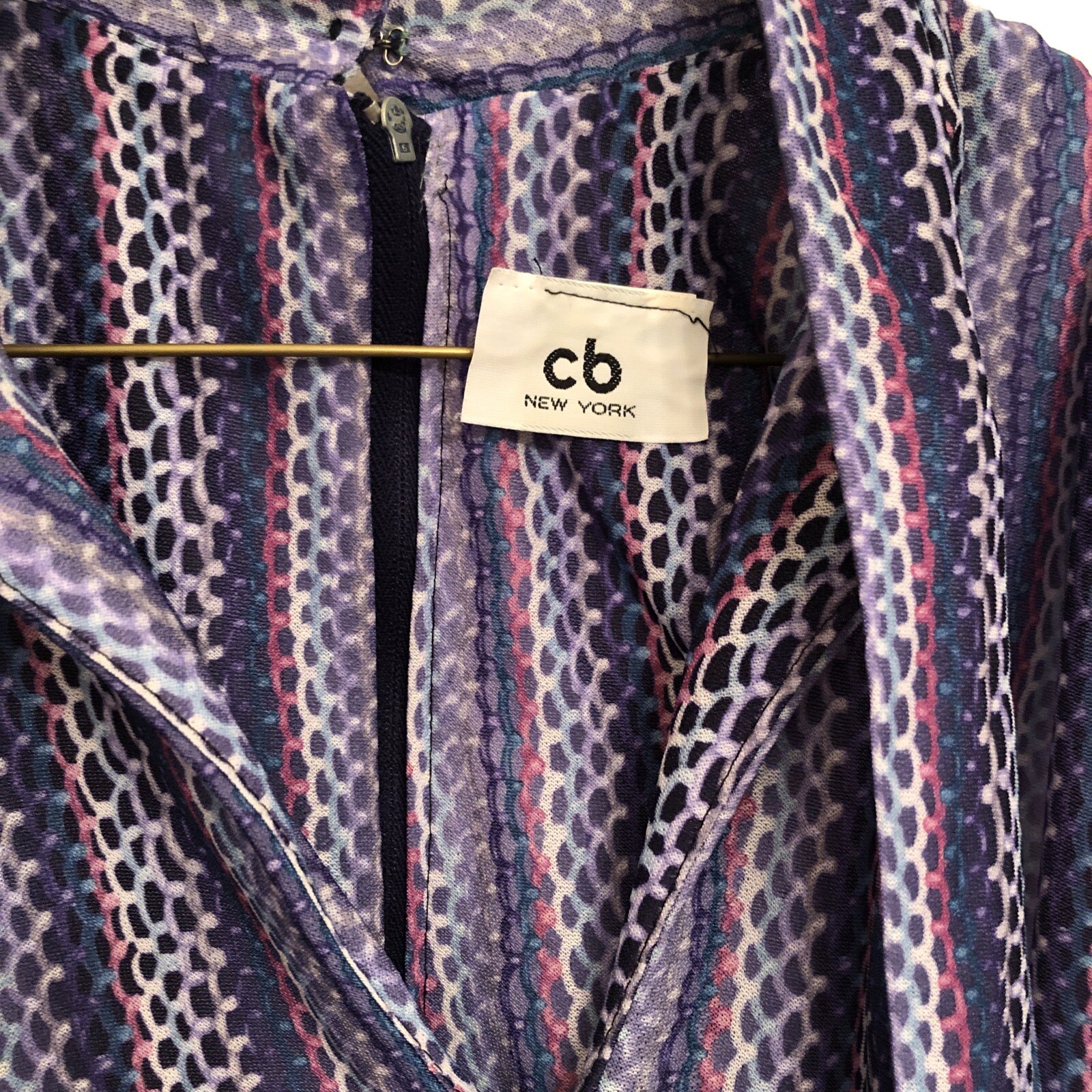 Vtg 60s 70s Blue Purple Stripe Polyester Jacket Dress CB New York