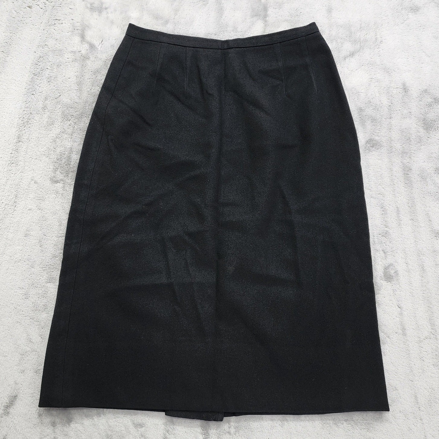 Vintage 60s Century Skirt Womens XS Black Wool Pencil Lined Side Metal Zip Goth