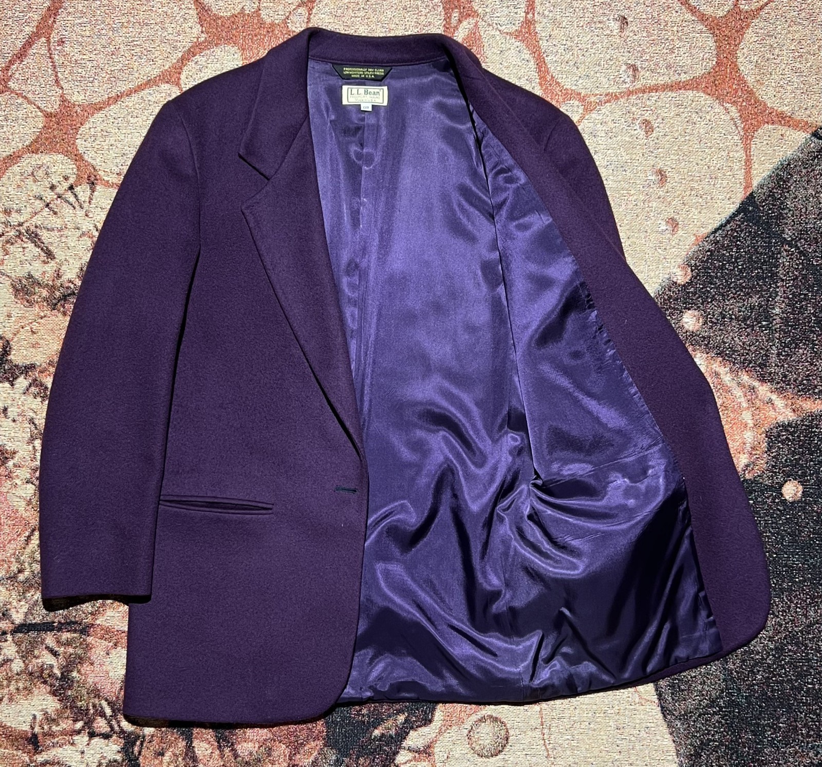 VINTAGE MADE IN USA L.L. Bean Women’s Wool Cashmere Blazer 8 Regular Plum