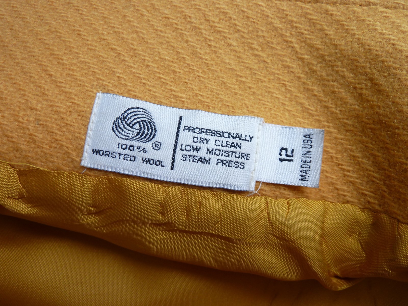 Vintage Evan Picone 100% Wool Union Mustard Yellow Princess Seam Coat 12 USA