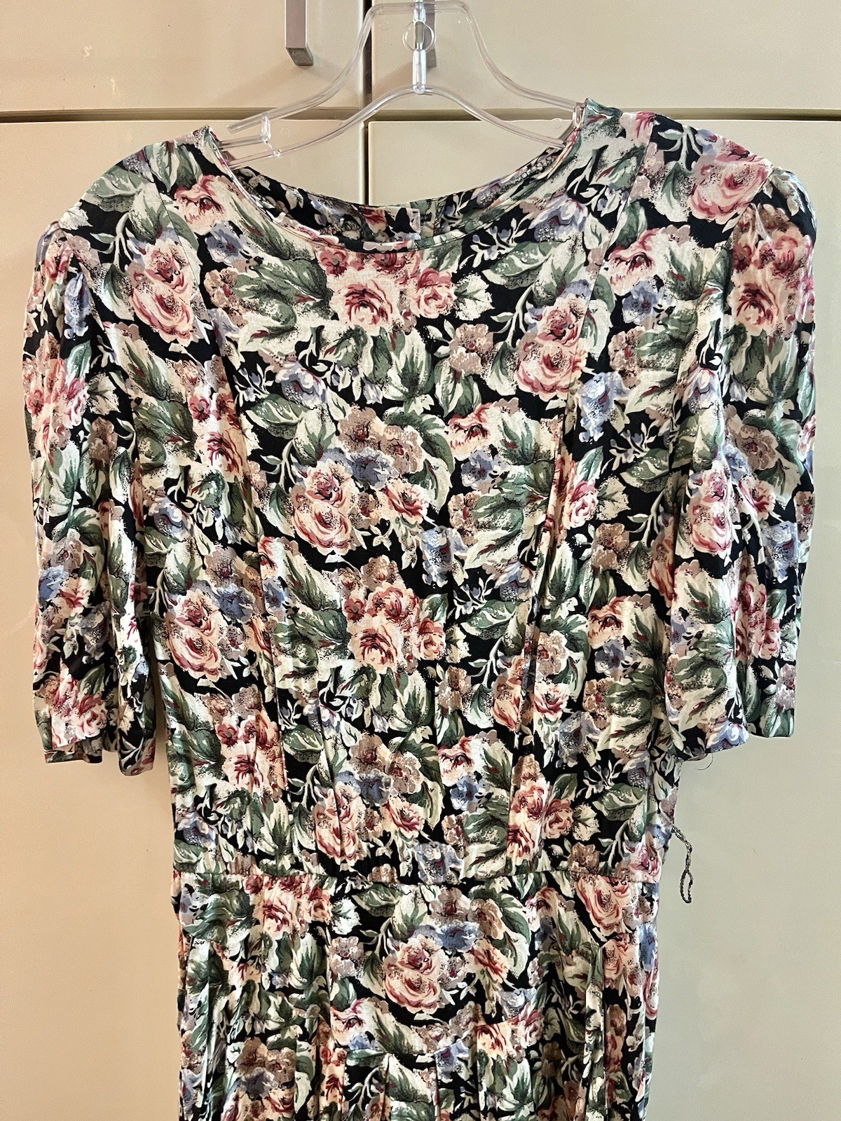 VTG E.D.MICHAELS By Meianie Drucken Cotton Dress Floral Zip Button Sz S/M