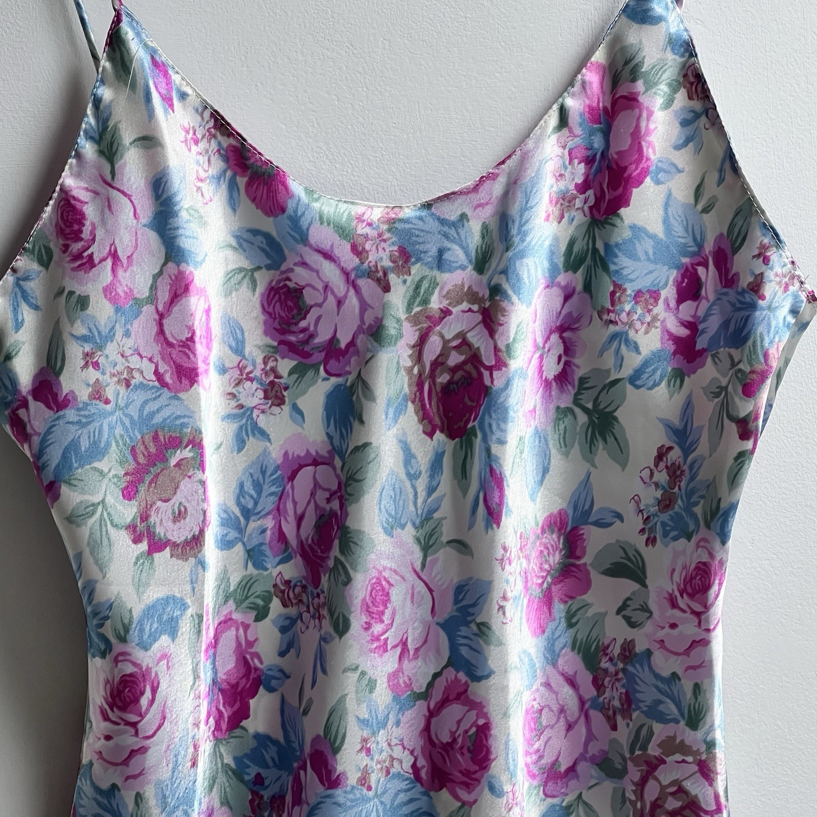 Circa 2000 Pink Roses Nightie Satin M