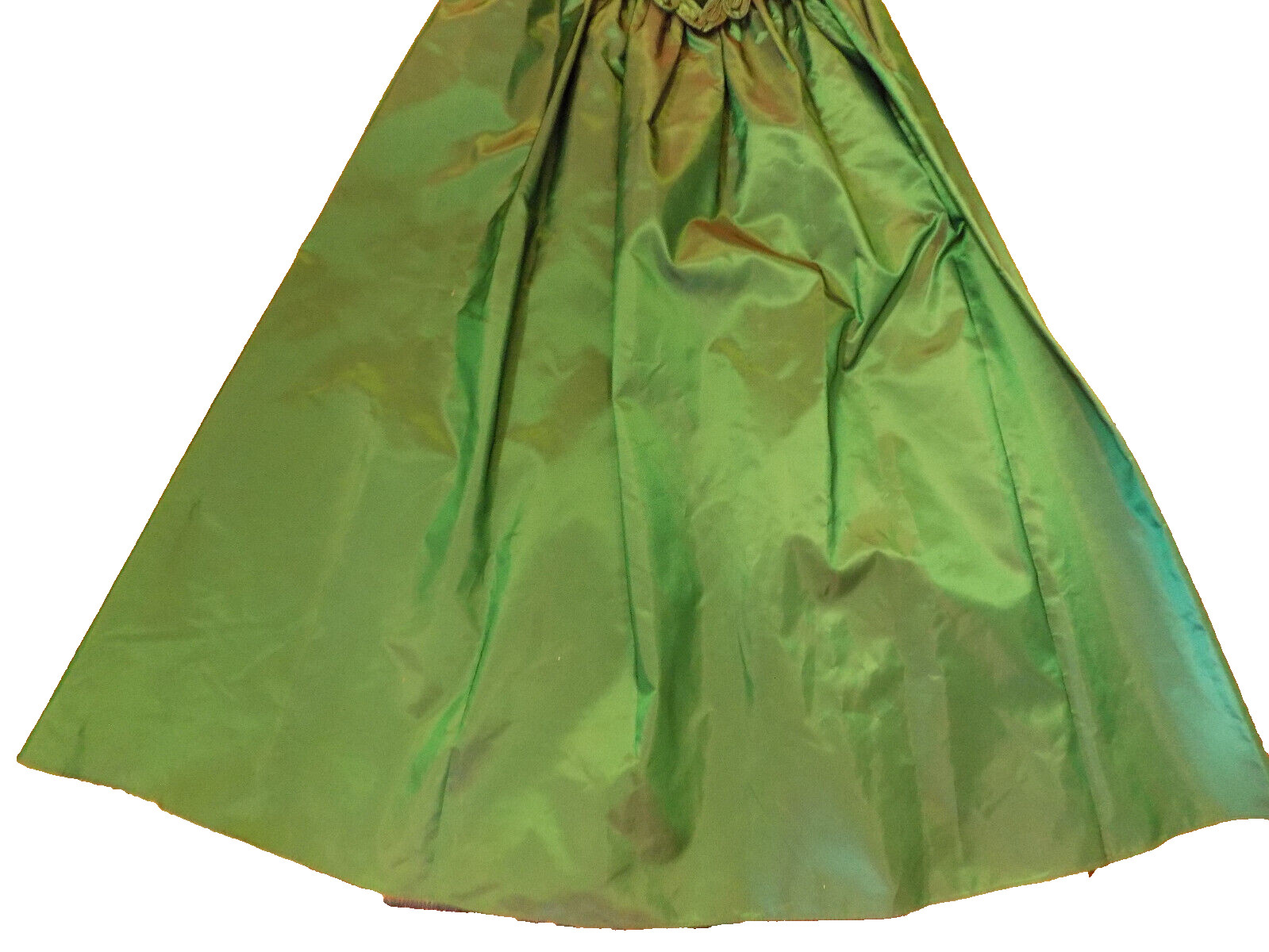 Vtg Alfred Angelo Velvet Corset Emerald Tafetta Skirt Crinoline Bow Gown Dress