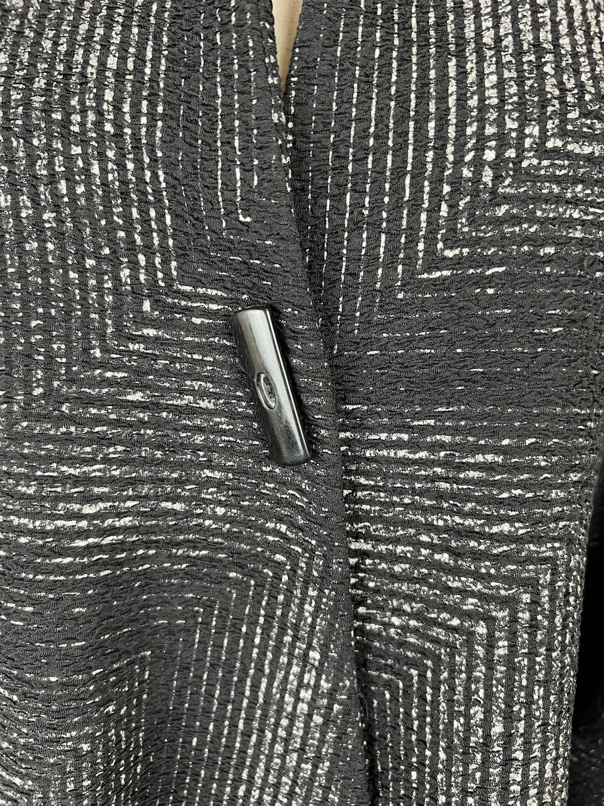 Vintage Joseph Ribkoff Black Silver Textured Knit Jacket Asymmetrical Canada 4