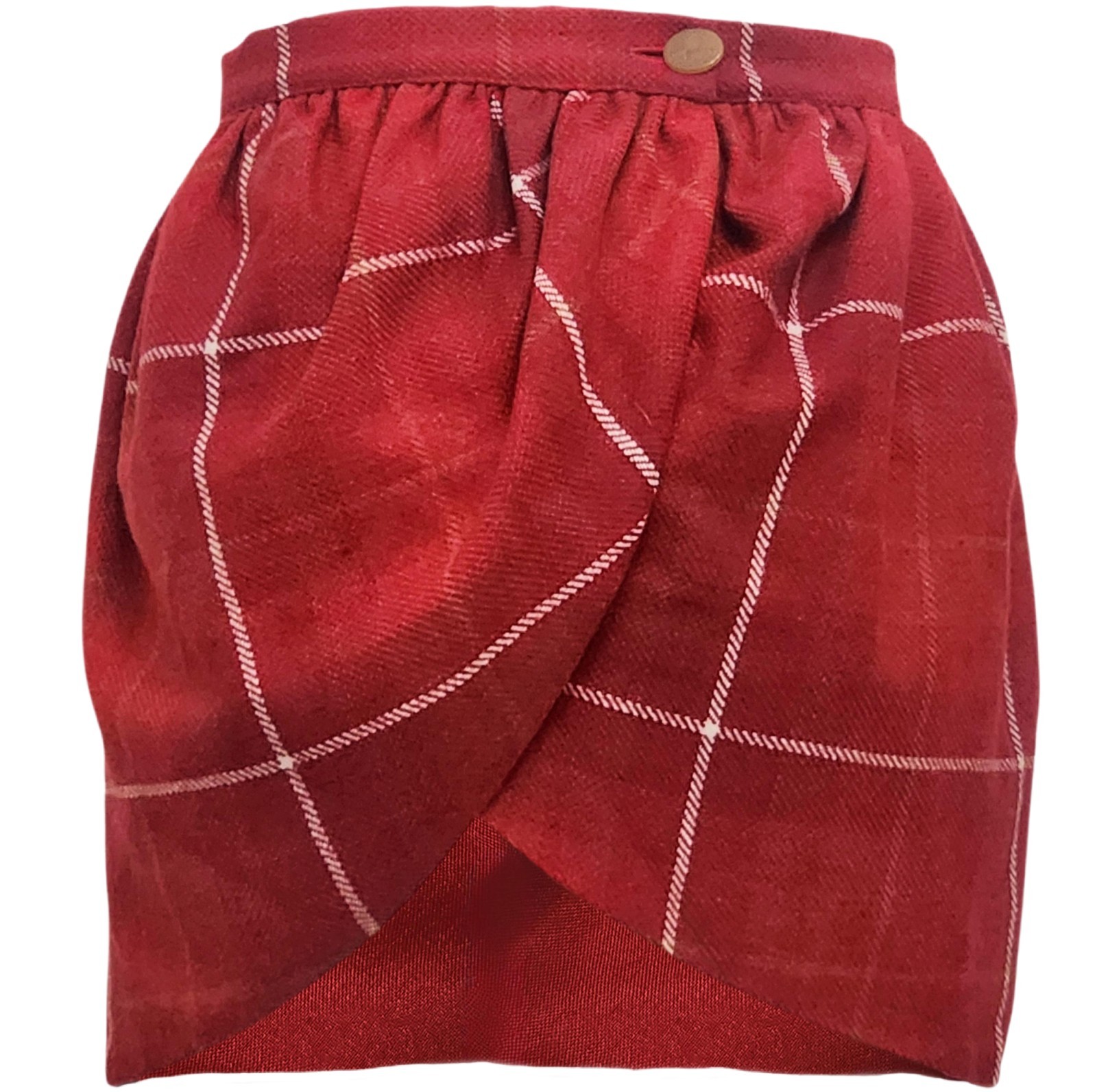 FW 1994 Vivienne Westwood On Liberty Wool Petales Skirt Plaid Red Mini Crini 90s