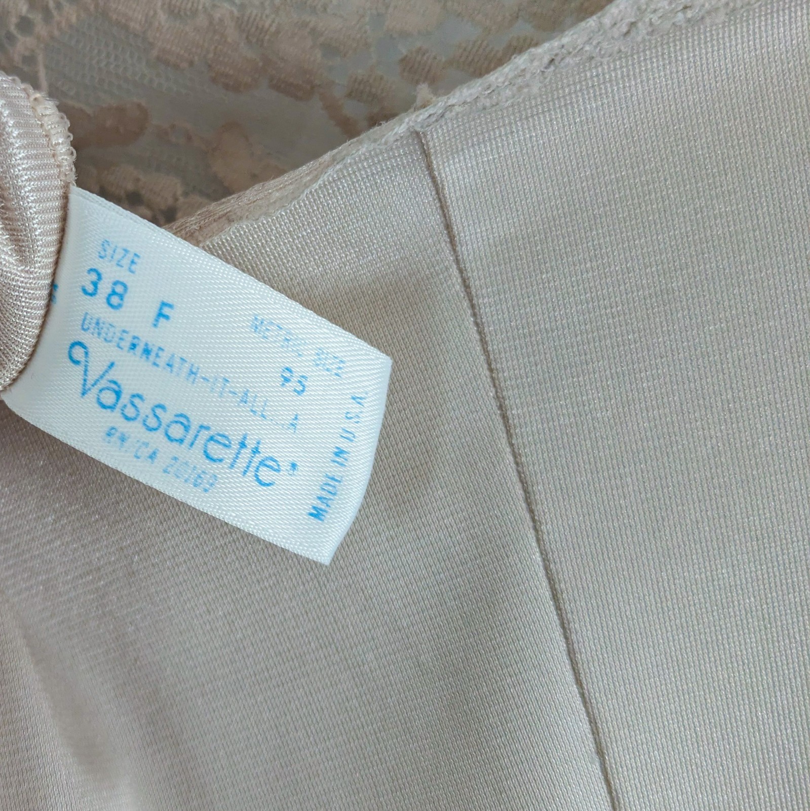 Vintage Full Dress Slip By Vassarette, Lace Detail, Light Tan/Beige Brown