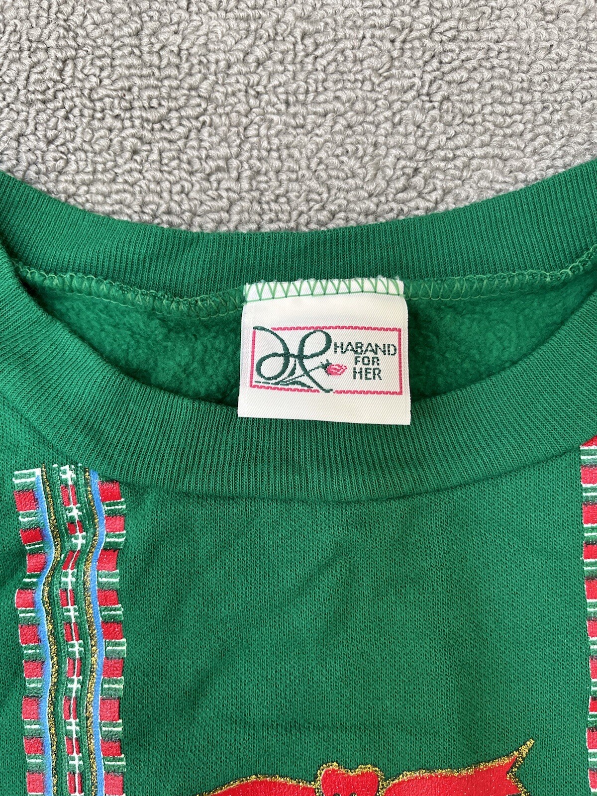 Vintage Haband For Her Christmas Snowman Green Sweatshirt Crew Neck Size M