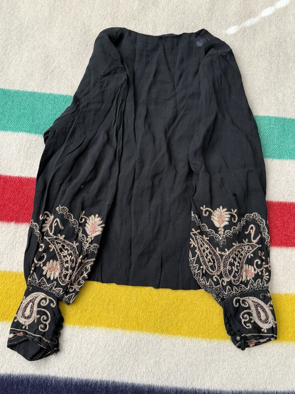 Vintage Antique Victorian Era 1837-1901 Women’s Rayon? Blouse Distressed Small S
