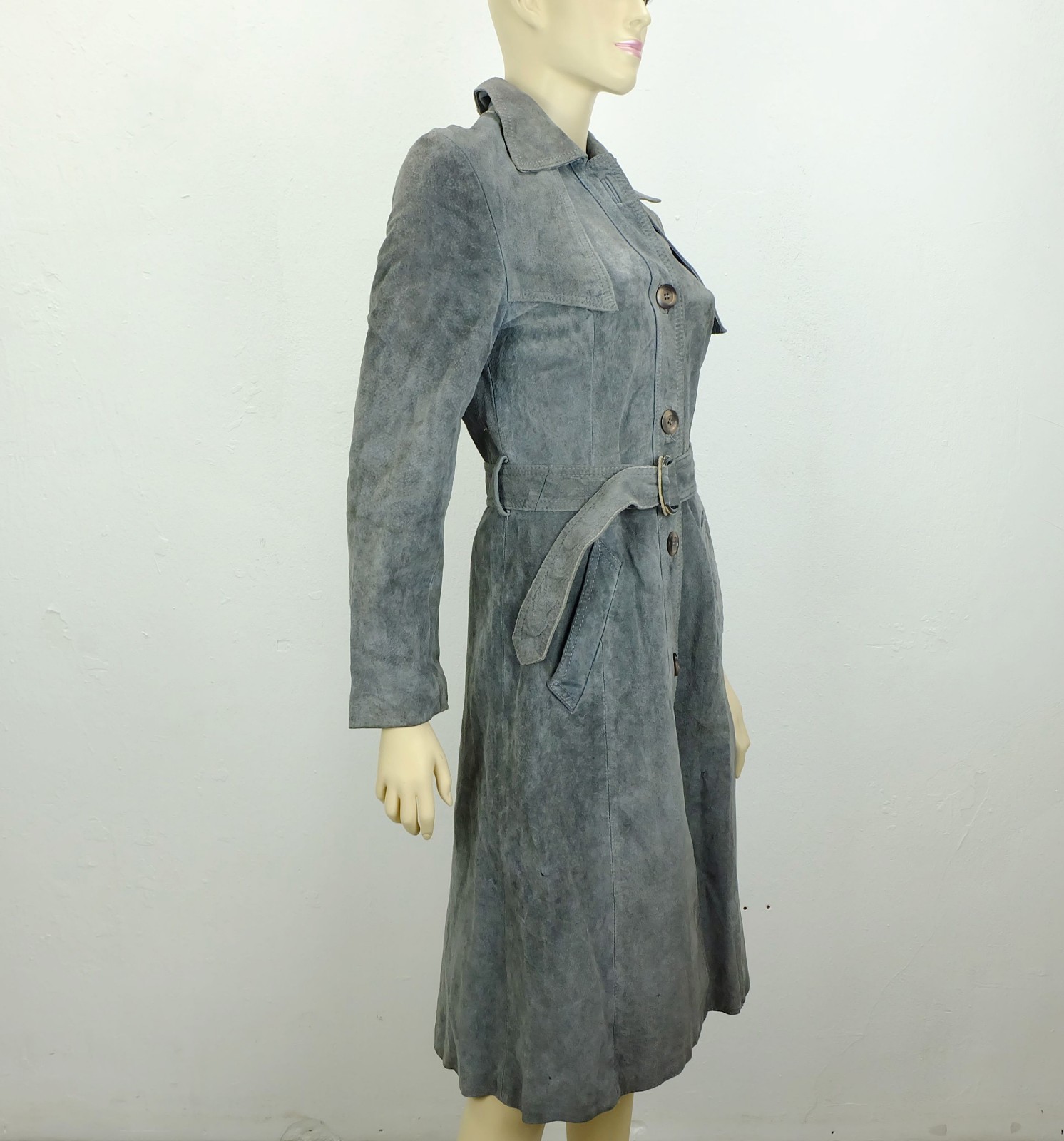 true vintage suede coat size 36 suede coat gray 1970s