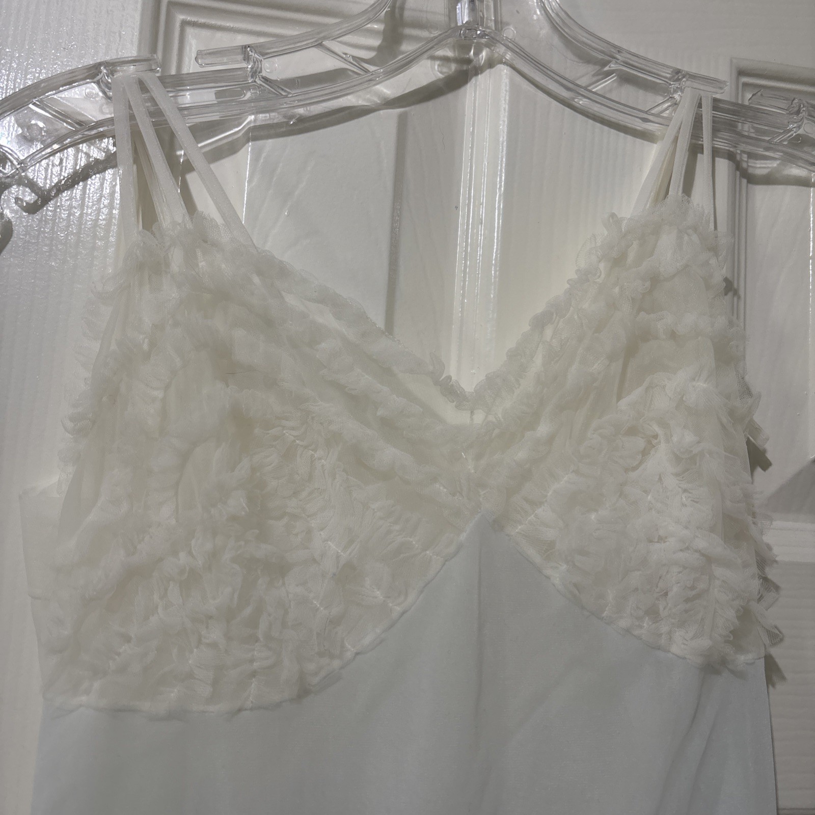 Vintage Light Blue Slip Dress White Overlay Size XS/S? Fairy Coquette Twee Sheer