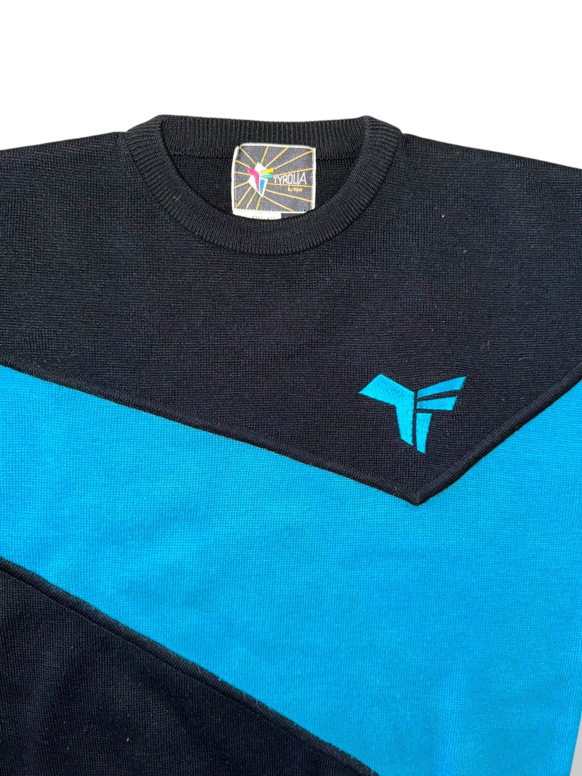 vtg 80s TYROLIA By Head Wool Bl Ski Sweater Pullover Crew Retro Womens Sz S