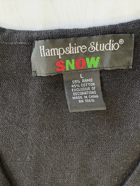Hampshire Studio Snow Christmas Zip Cardigan Sweater Vest Vintage Women’s Size L